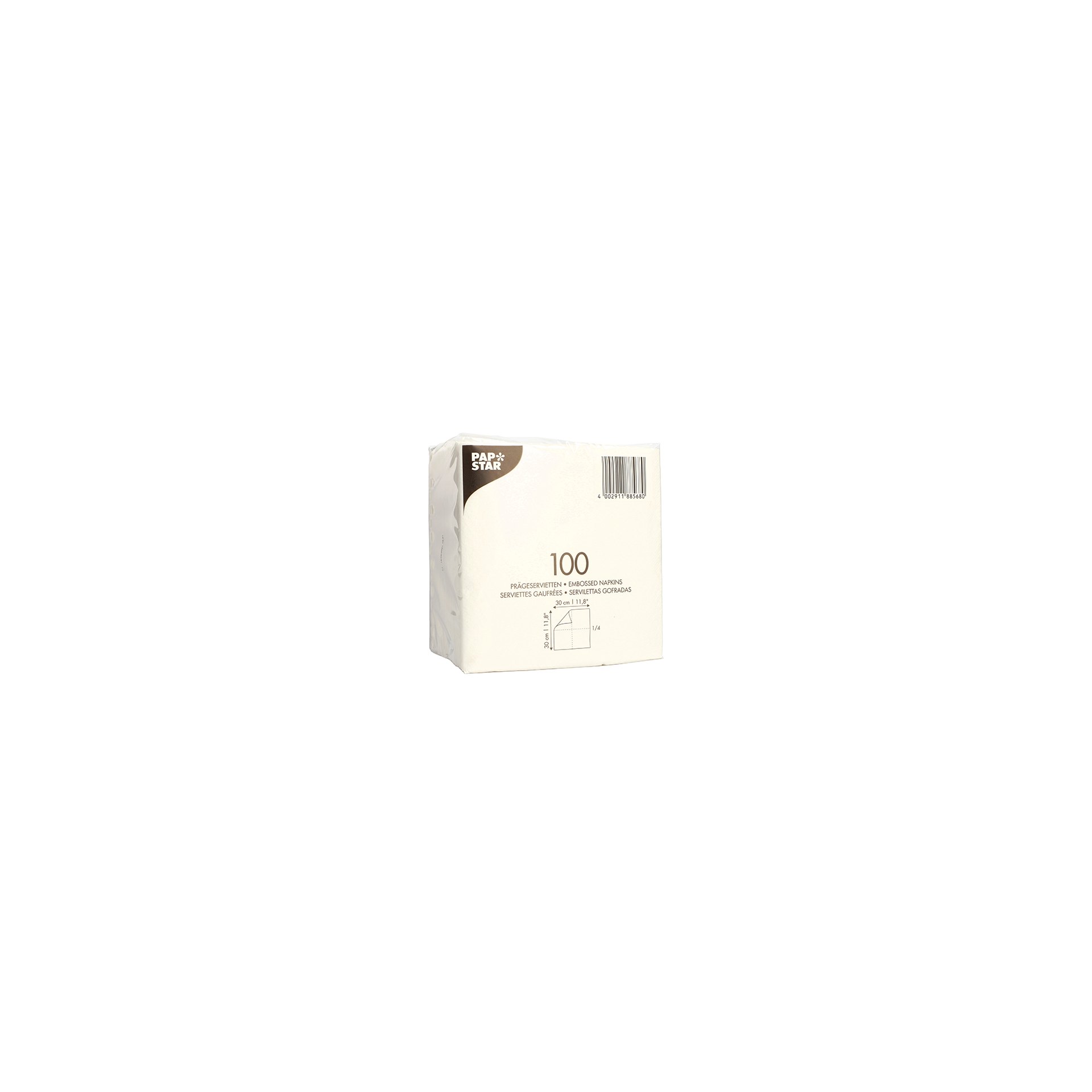 Servietten, 1-lagig 1/4-Falz 30 cm x 30 cm weiss