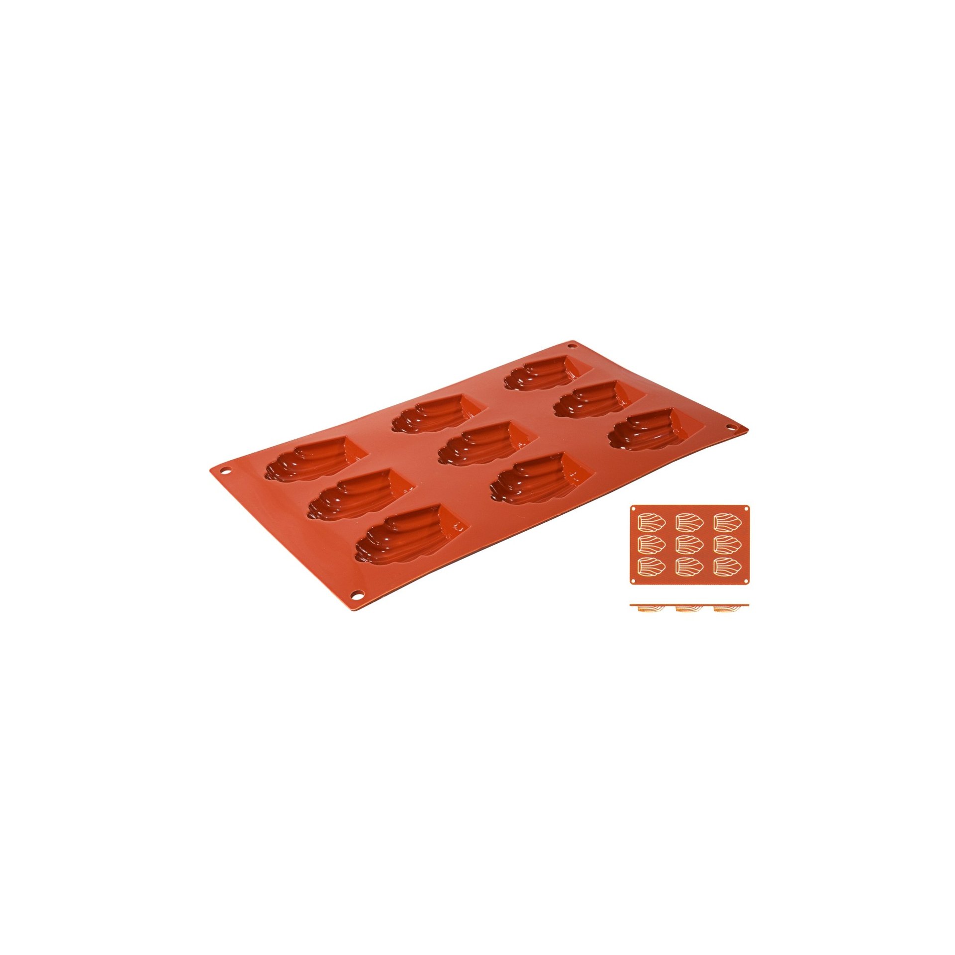 Silikon-Backmatte, MADELEINE mit 9 Formen Silikon-Backmatte, MADELEINE mit 9 Formen