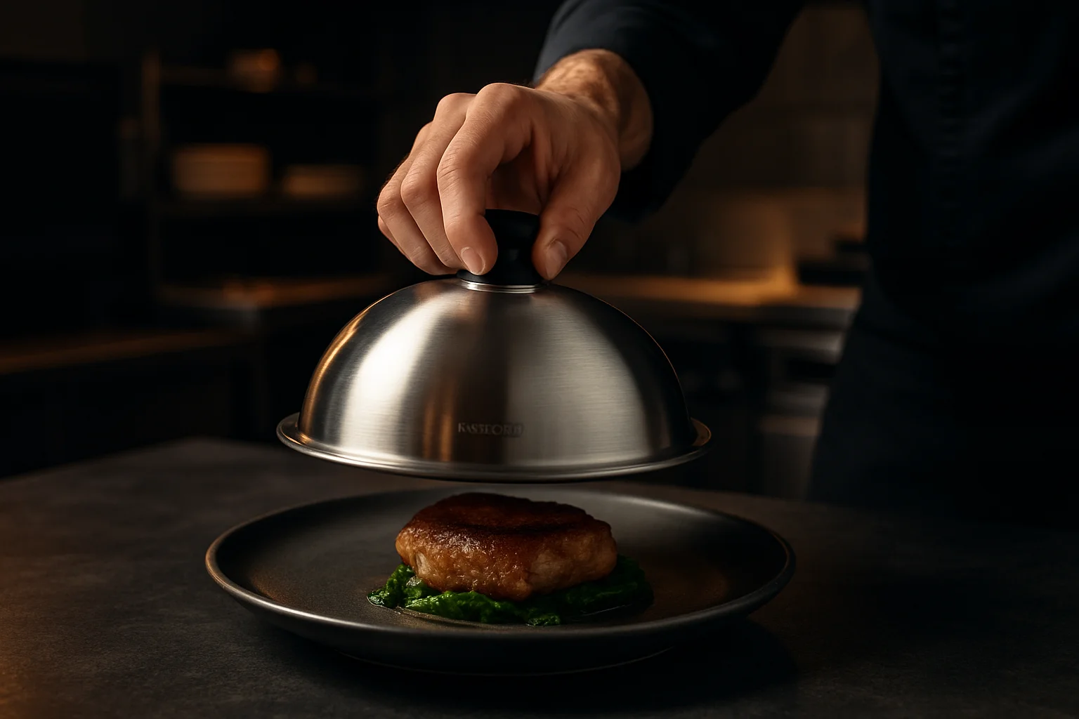Hendi Kitchen Line GN-Deckel beim Servieren in Gastronomie