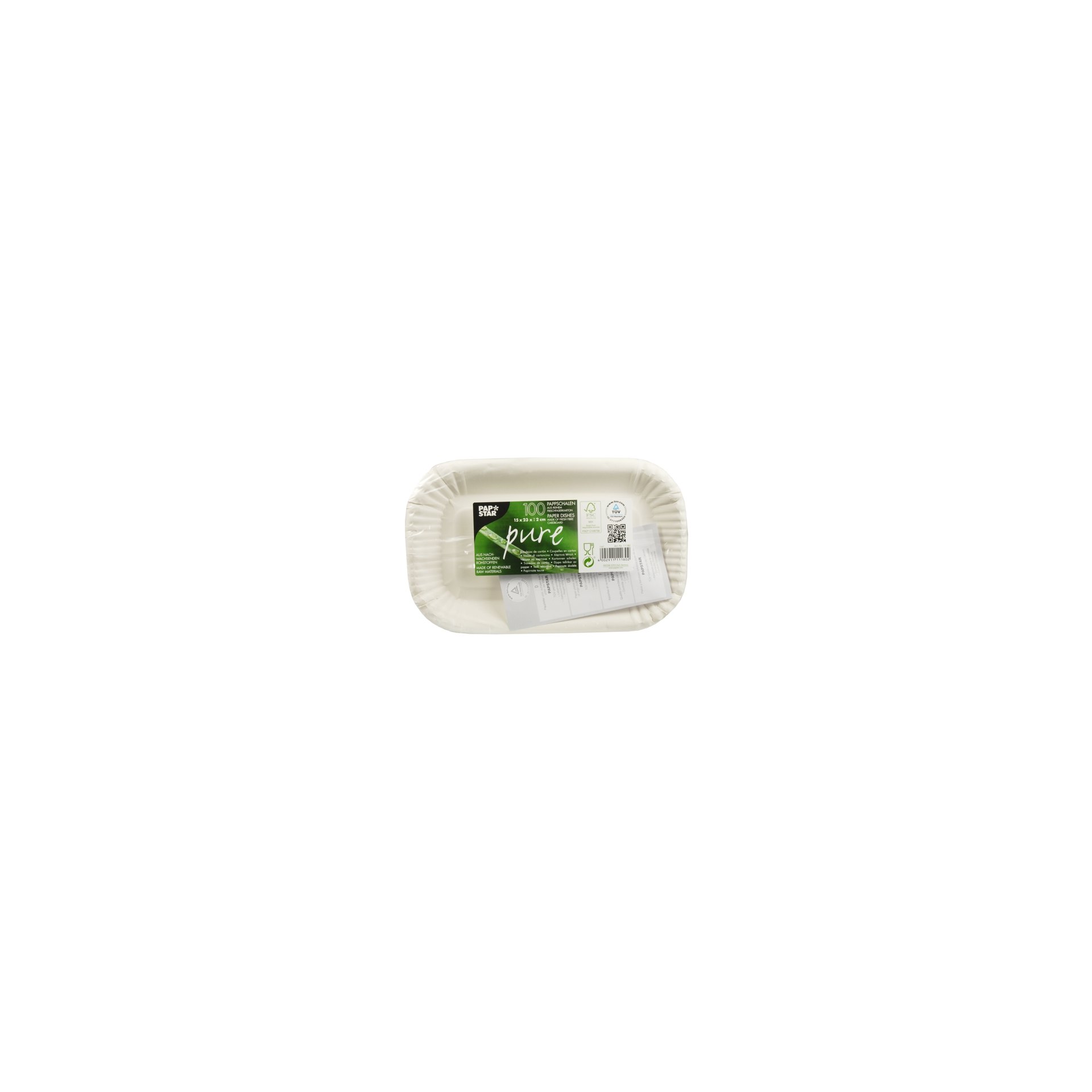 Schalen, Pappe "pure" eckig 15 cm x 23 cm x 2 cm weiss Schalen, Pappe "pure" eckig 15 cm x 23 cm x 2 cm weiss