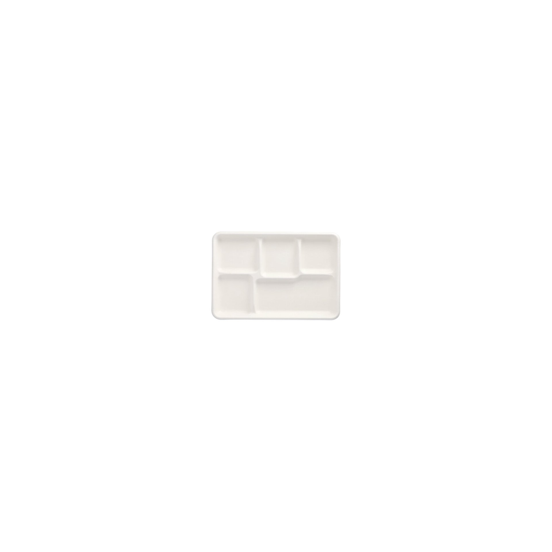 Menü-Trays, Zuckerrohr "pure" 5-geteilt 2,4 cm x 21,6 cm x 31,7 cm weiss
