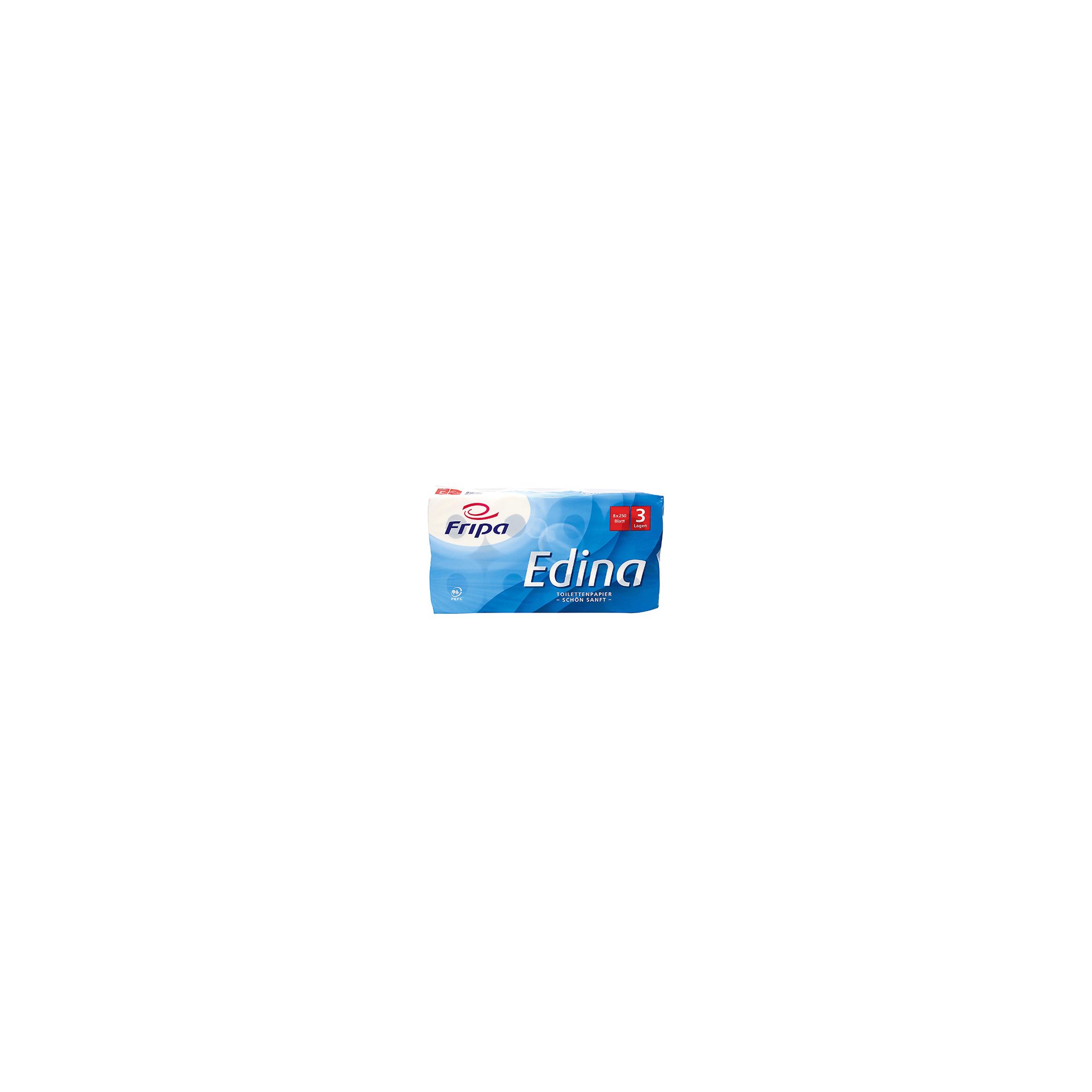Rollen Toilettenpapier, 3-lagiges Tissue Ø 12 cm · 11 cm x 9,5 cm hochweiss "Edina" 250 Blatt