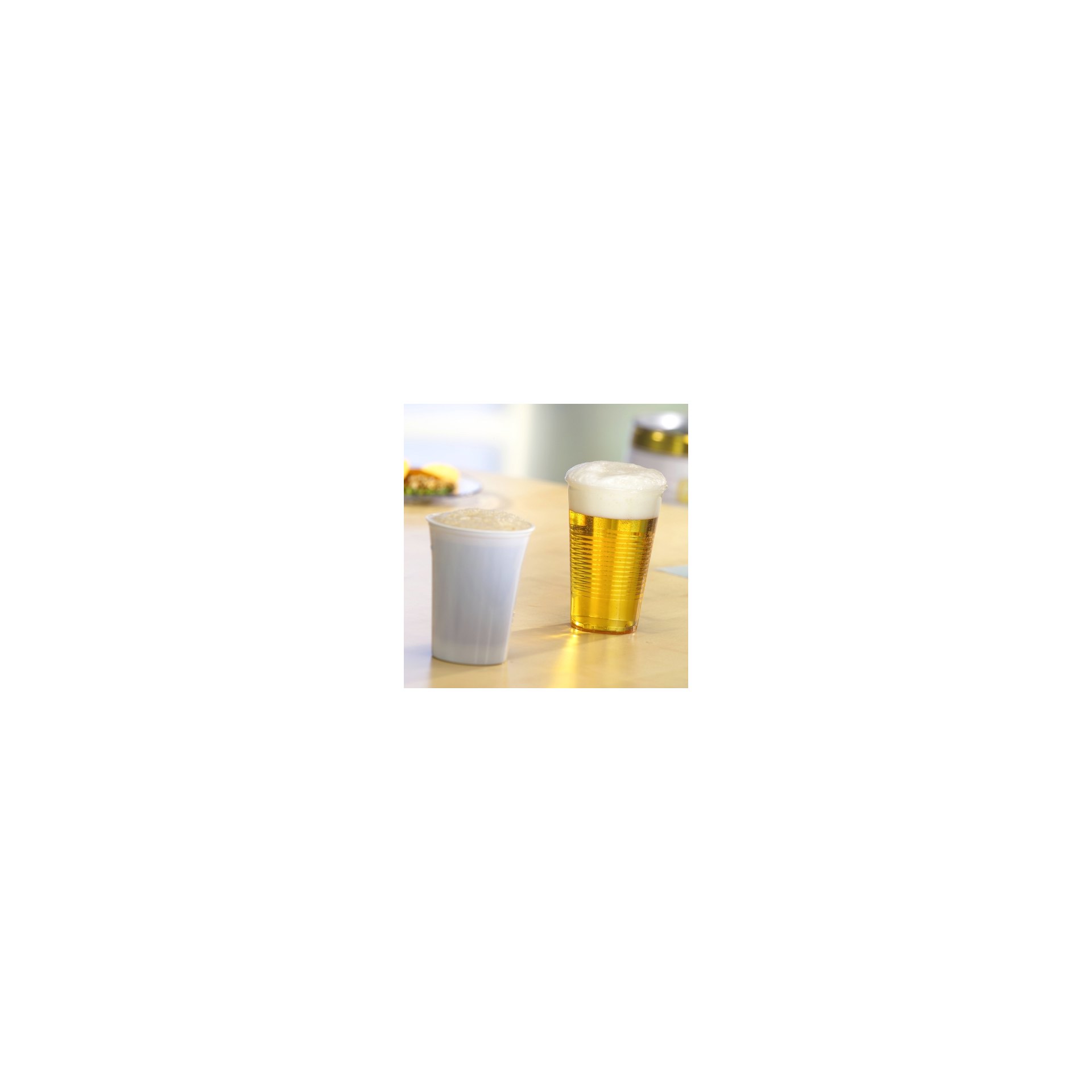 Trinkbecher, PP 0,3 l Ø 9,5 cm · 11,1 cm transparent mit Schaumrand Trinkbecher, PS 0,4 l Ø 9,5 cm · 12 cm klar mit Schaumrand