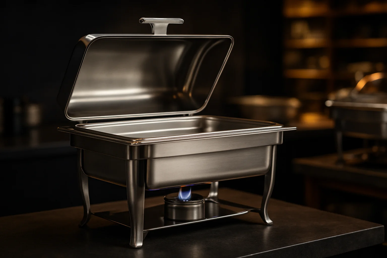 Chafing Dish mit Brenneinsatz auf Buffet