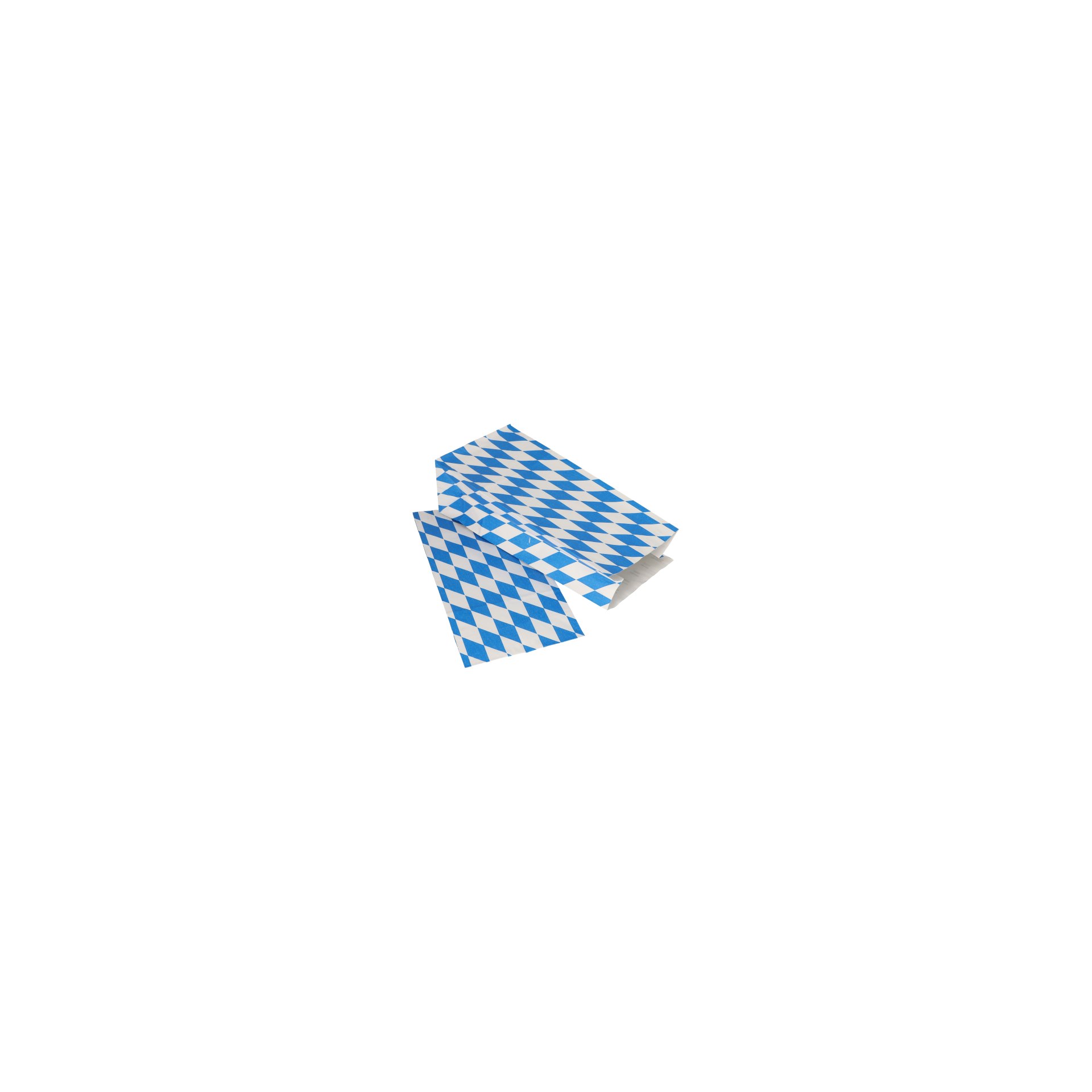 Hähnchenbeutel, Papier mit Alu-Einlage 28 cm x 13 cm x 8 cm "Bayrisch blau" 1/1 Hähnchenbeutel, Papier mit Alu-Einlage 28 cm x 13 cm x 8 cm "Bayrisch blau" 1/1