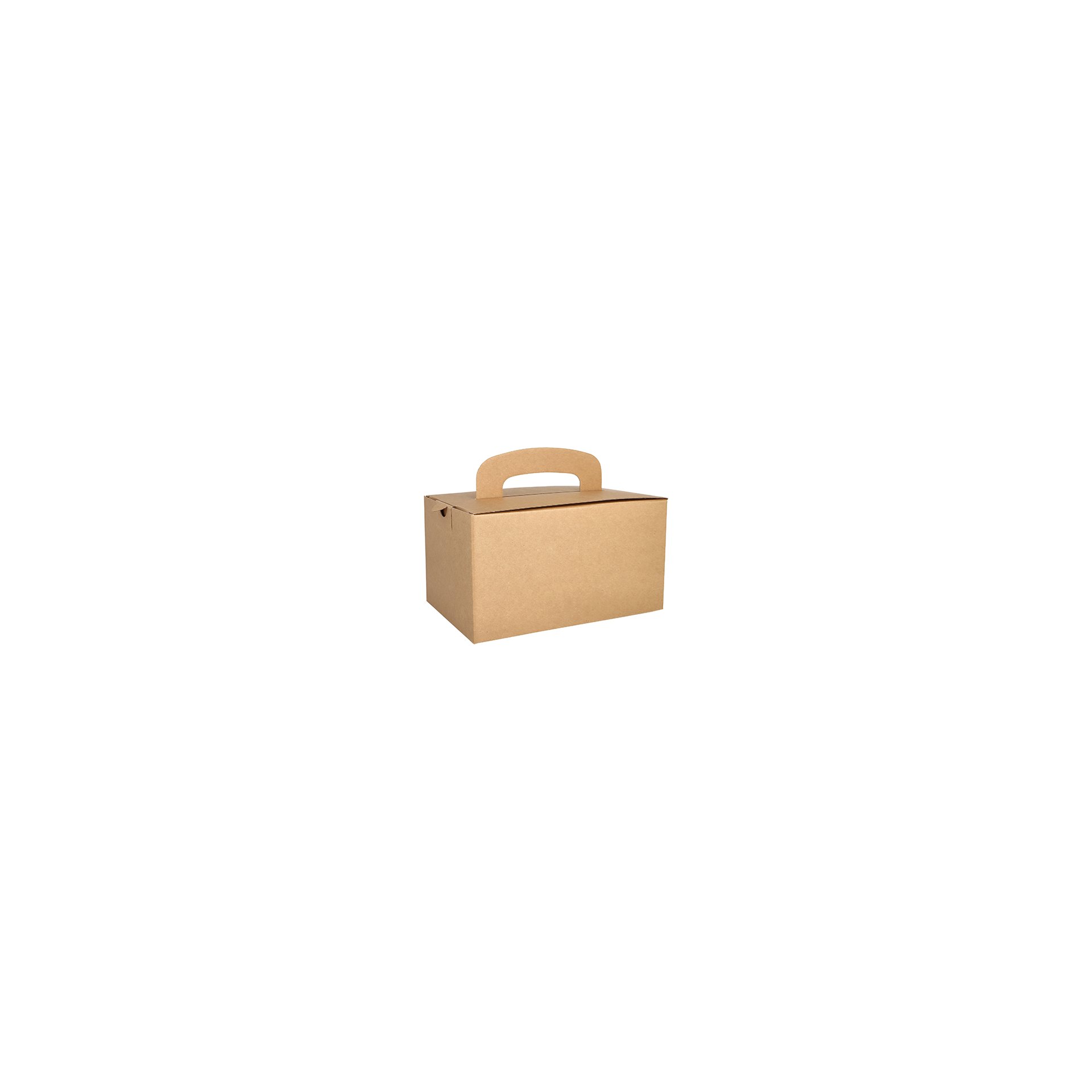 Lunch-Boxen, Pappe "pure" eckig 12,5 cm x 15,5 cm x 22,5 cm braun mit Tragegriff