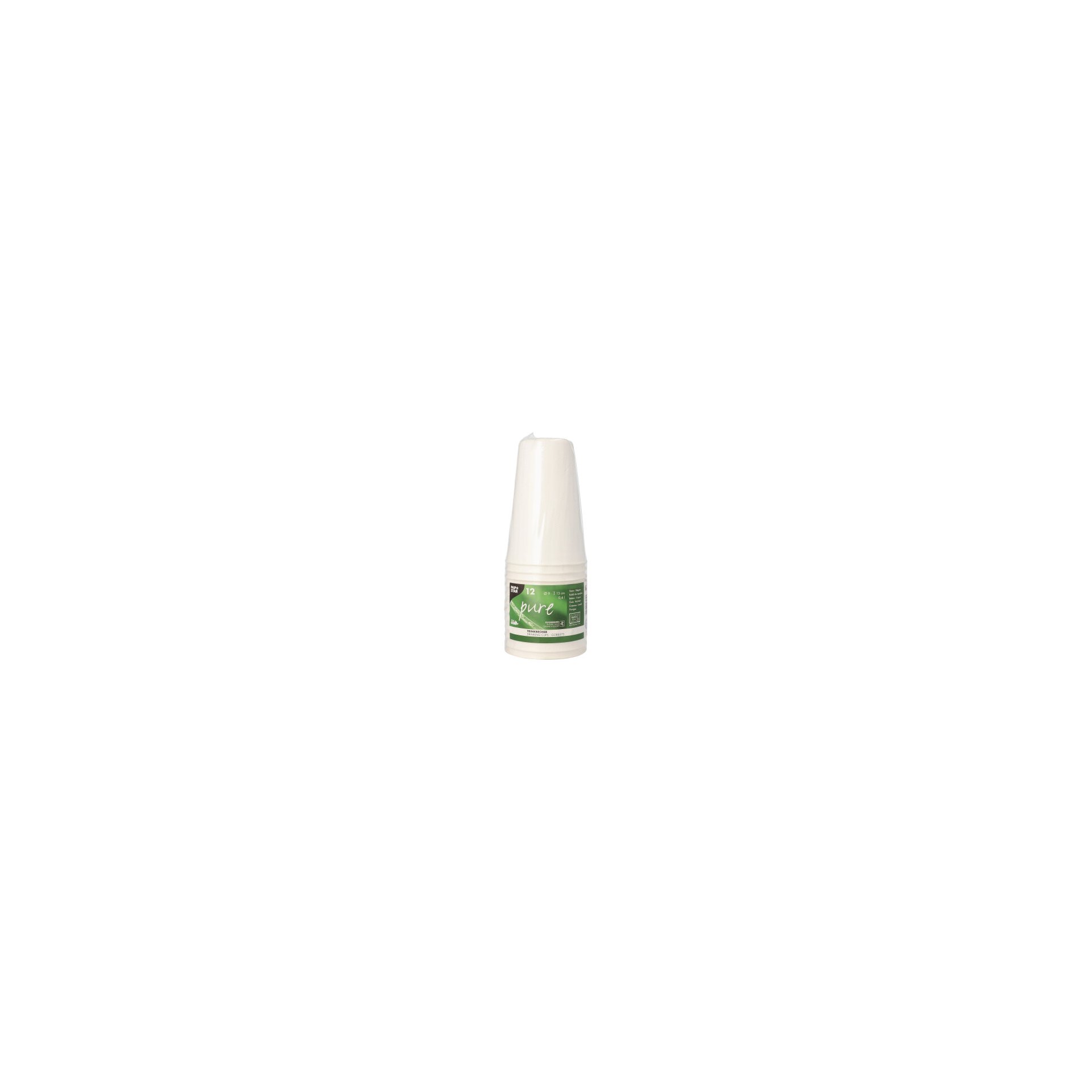 Trinkbecher Zuckerrohr "pure" 0,4 l Ø 9 cm · 13 cm weiss für Heißgetränke Trinkbecher Zuckerrohr "pure" 0,4 l Ø 9 cm · 13 cm weiss für Heißgetränke