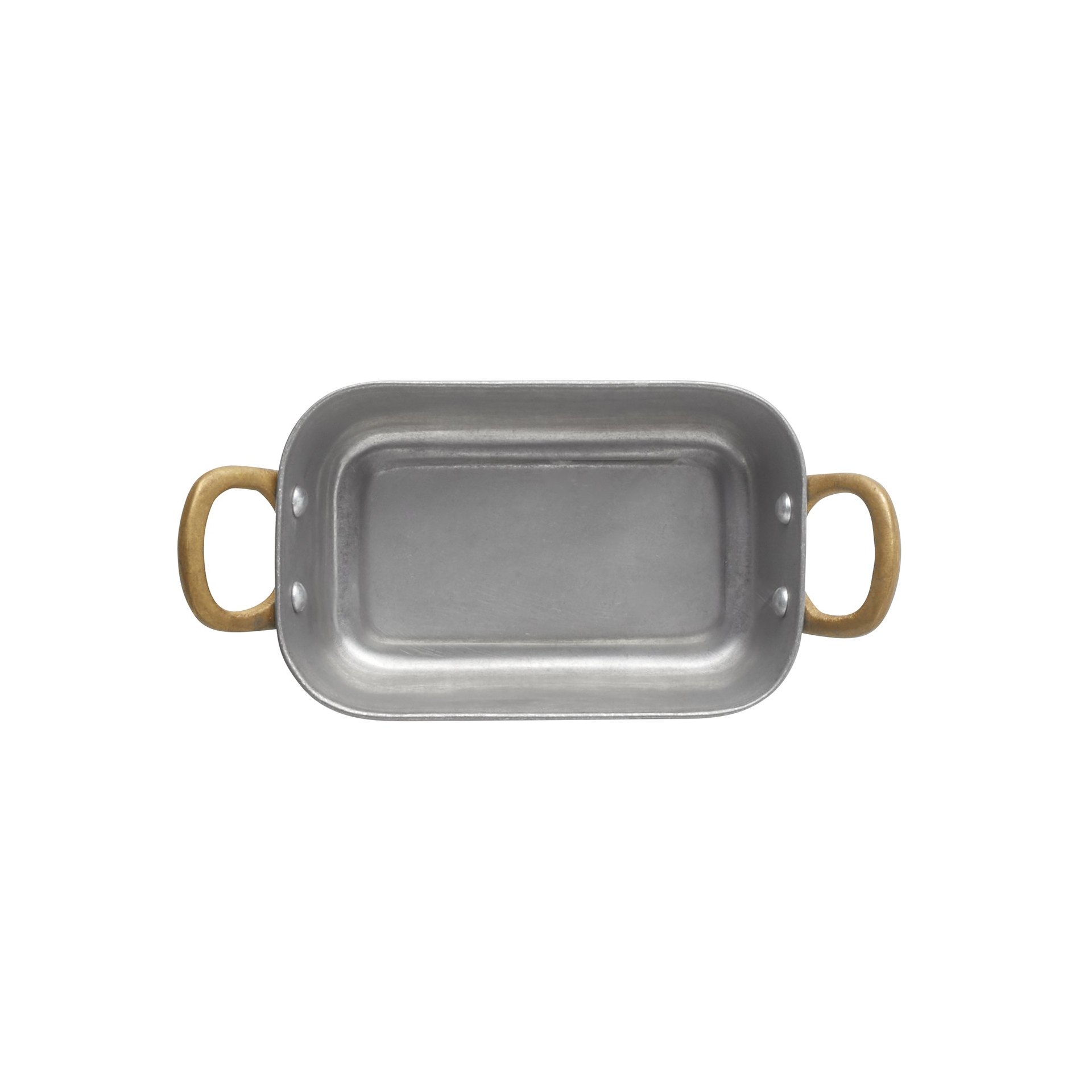 Servierpfanne STEEL & STYLE VINTAGE, mit 2 Messinggriffen, 15 x 9,5 x 4,5 cm, 370 ml, Chromnickelstahl Servierpfanne STEEL & STYLE VINTAGE, mit 2 Messinggriffen, 15 x 9,5 x 4,5 cm, 370 ml, Chromnickelstahl