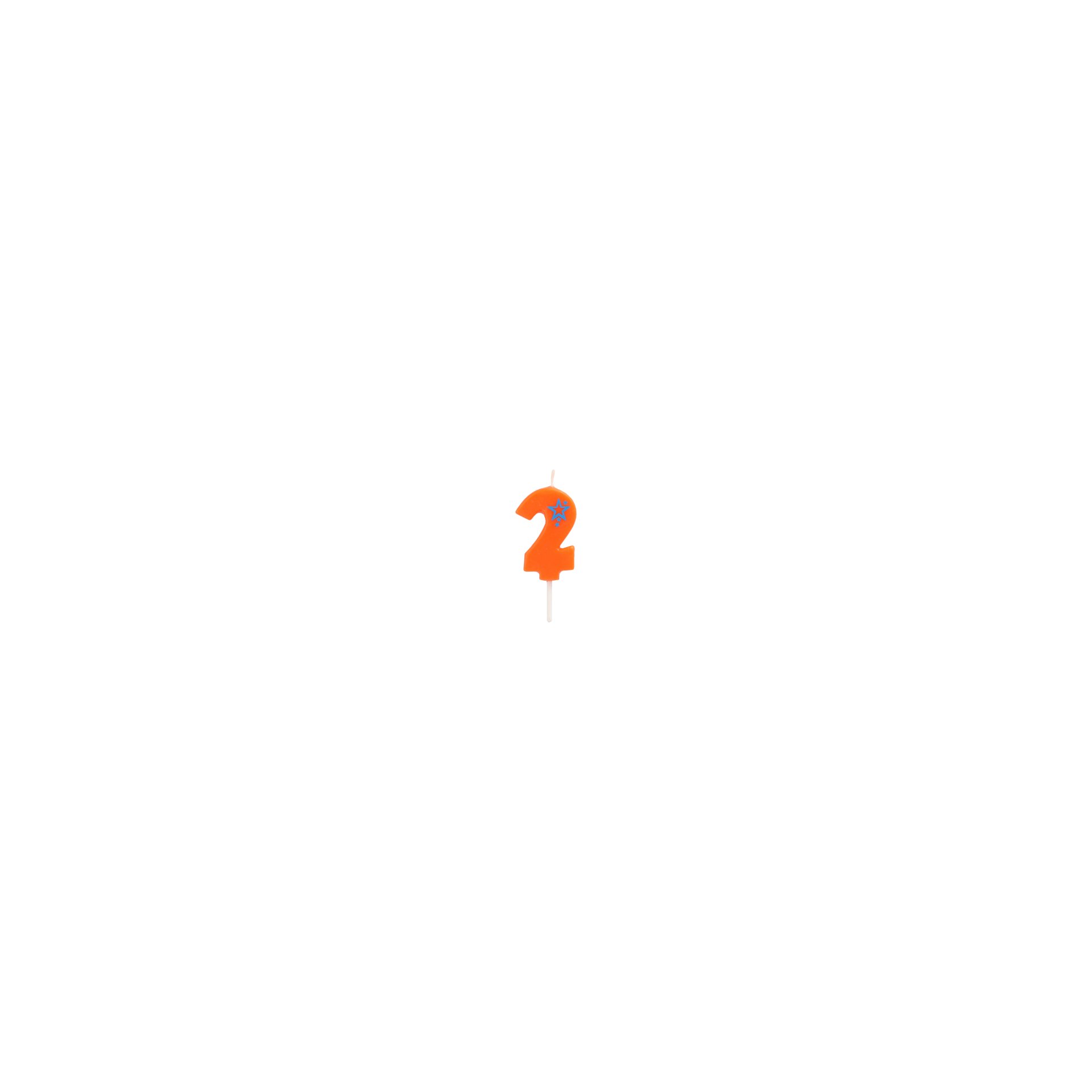 Zahlenkerze, Mini 6,8 cm orange "2"