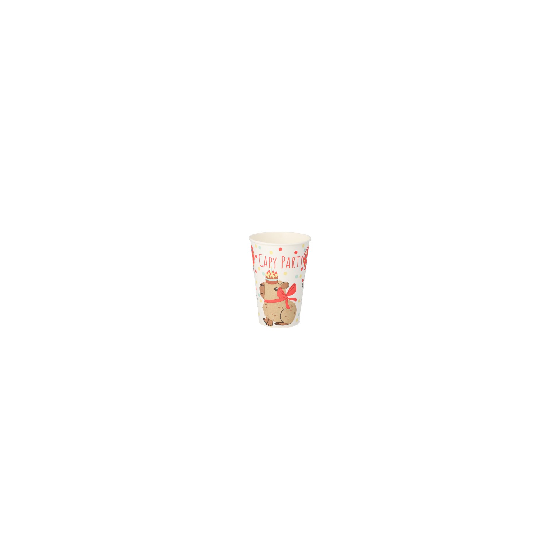 Trinkbecher, Pappe 0,2 l Ø 7 cm · 9,7 cm "Capy Party" Trinkbecher, Pappe 0,2 l Ø 7 cm · 9,7 cm "Capy Party"