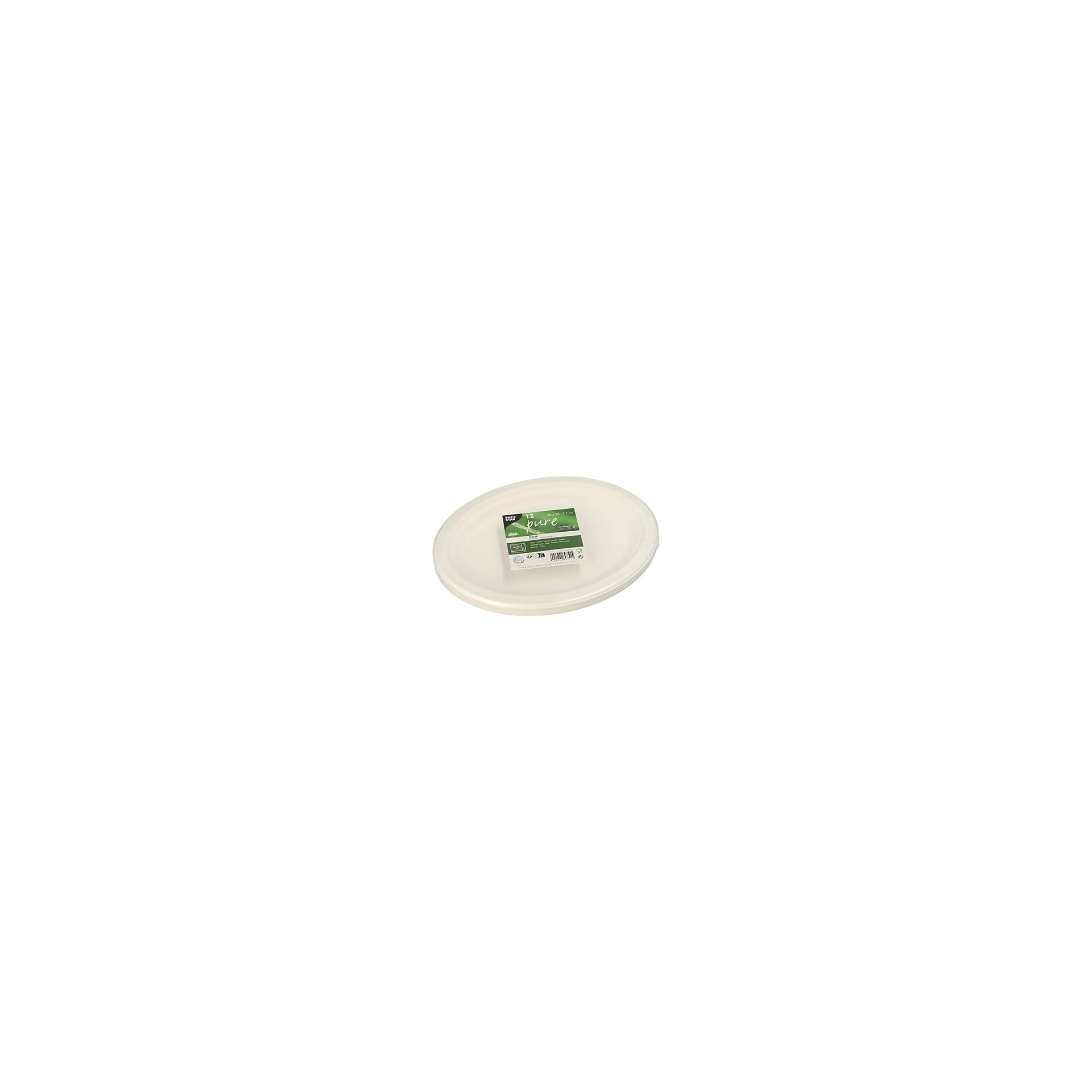 Teller, Zuckerrohr "pure" oval 26 cm x 20 cm x 2 cm weiss