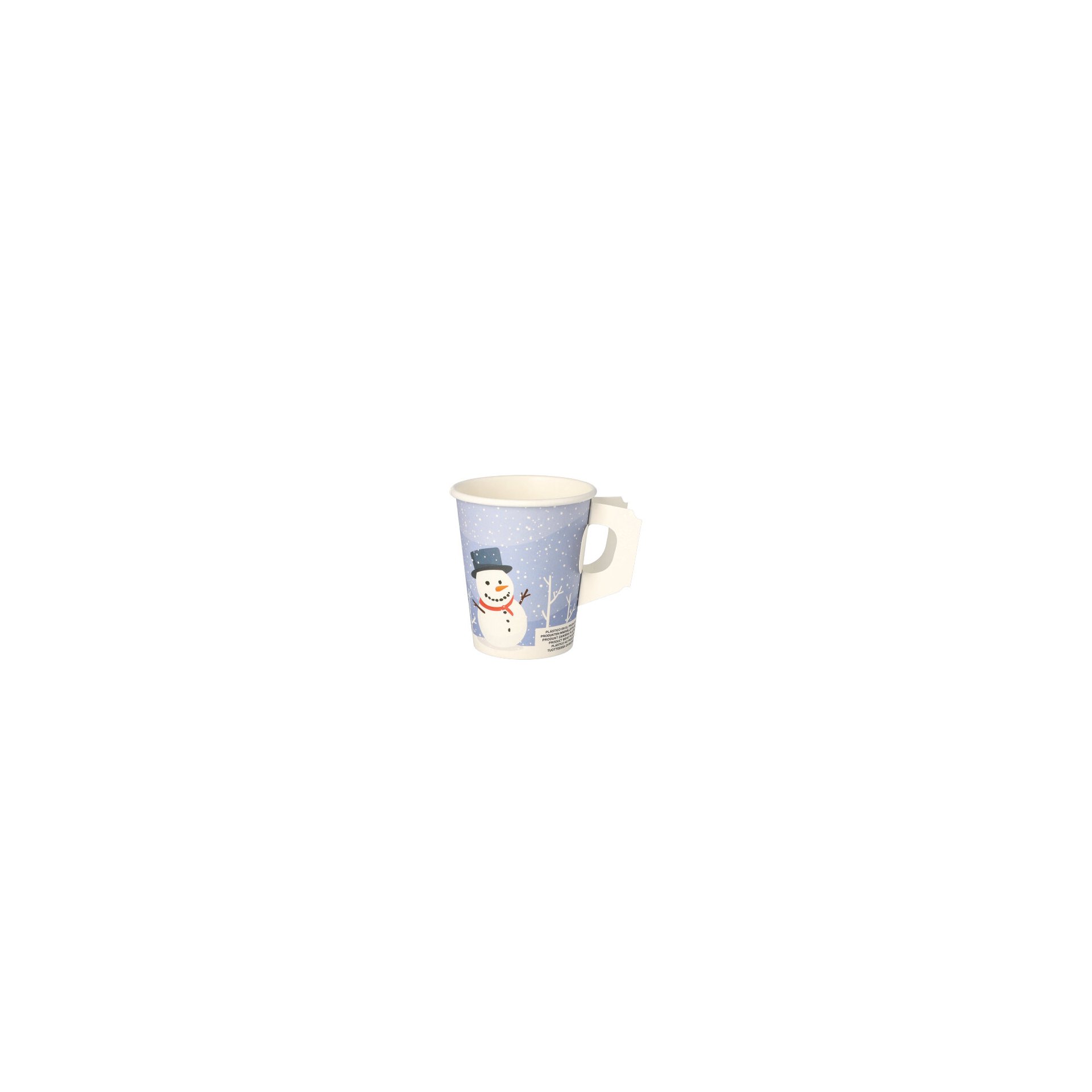 Trinkbecher mit Henkel, Pappe 0,2 l Ø 8 cm · 9,3 cm "Snowman"
