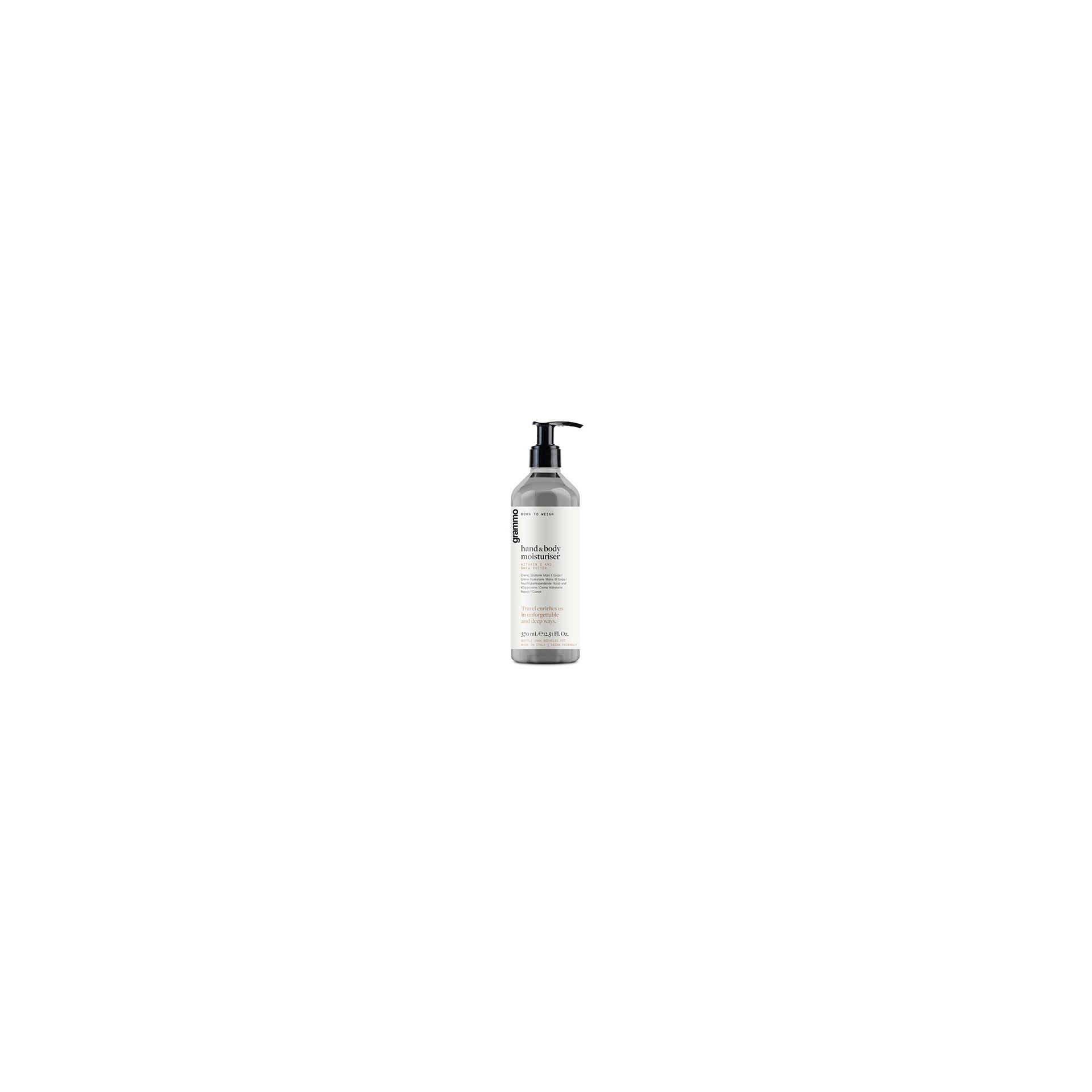 Hand & Body Lotion 370 ml "grammo" , Körpercreme, mit Vitamin E und Sheabutter im Pumpspender
