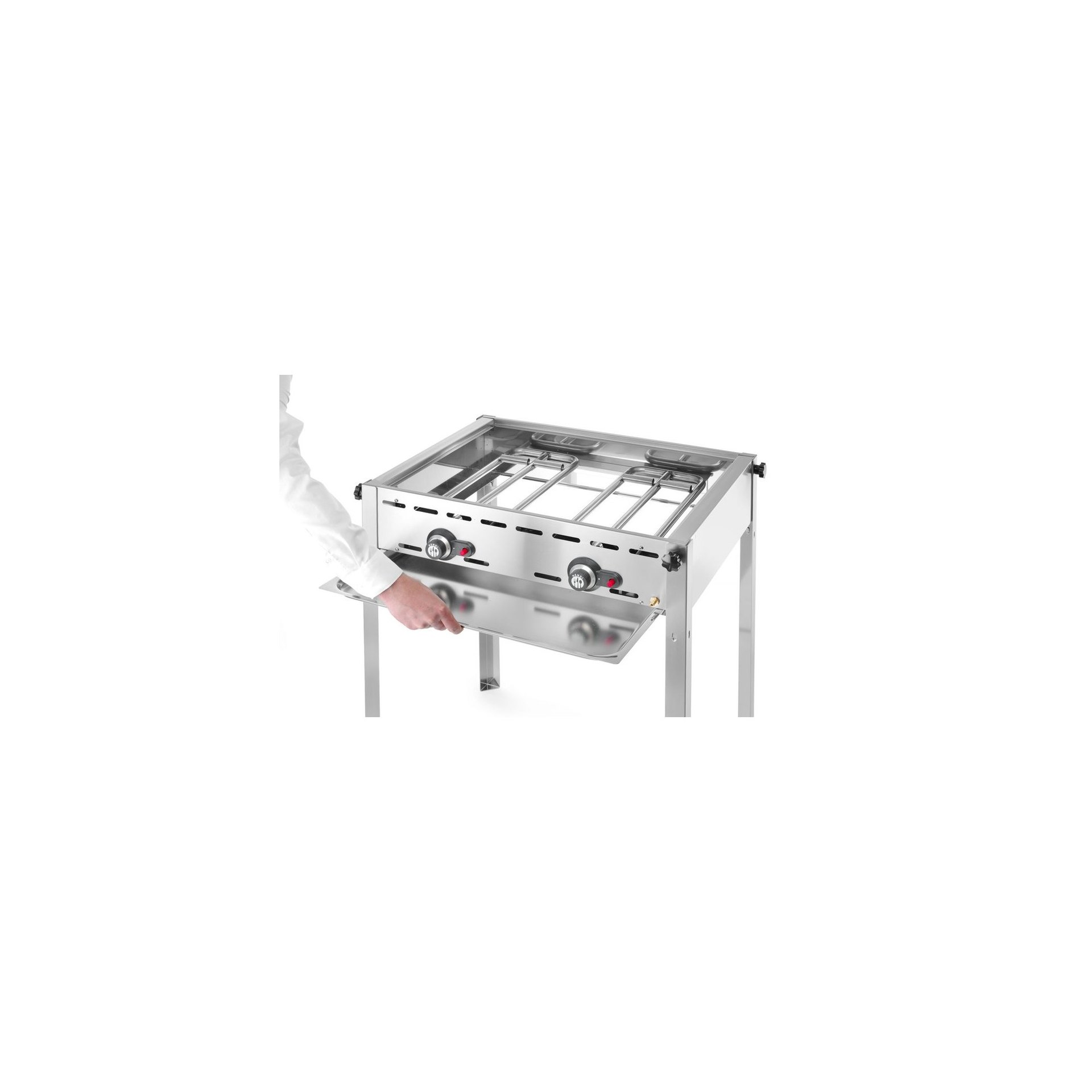 Grillsystem Green Fire mit 2 Brennern, Profi Line, Emaillierte Grillplatte und Grillrost aus Gusseisen GN 1/1, 11,6kW, 740x615x(H)825mm Grillsystem Green Fire mit 2 Brennern, Profi Line, Emaillierte Grillplatte und Grillrost aus Gusseisen GN 1/1, 11,6kW, 740x615x(H)825mm