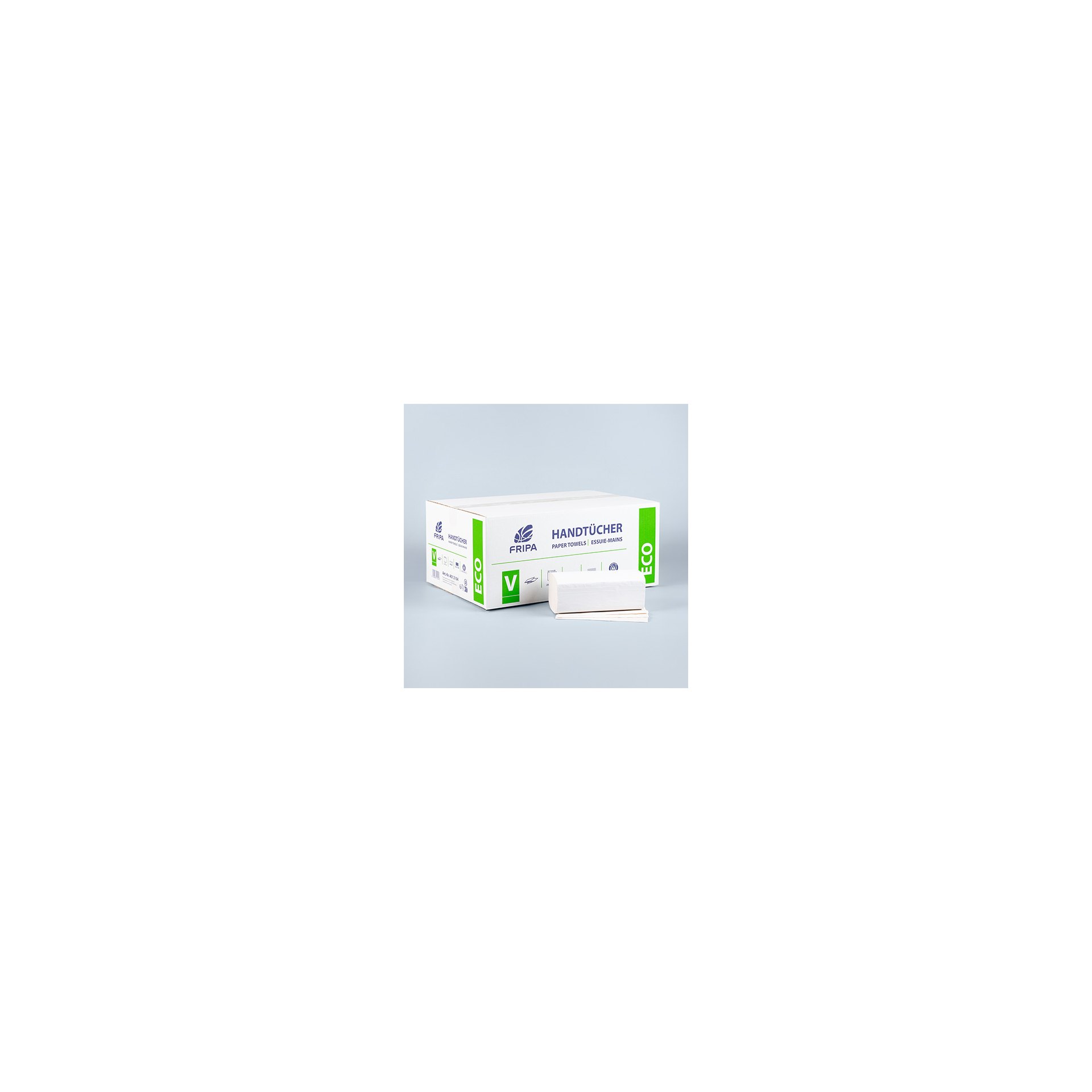 Blatt Handtuchpapier V-Falz 23 cm x 25 cm weiss "Eco" 2-lagig (20x160) Blatt Handtuchpapier V-Falz 23 cm x 25 cm weiss "Eco" 2-lagig (20x160)