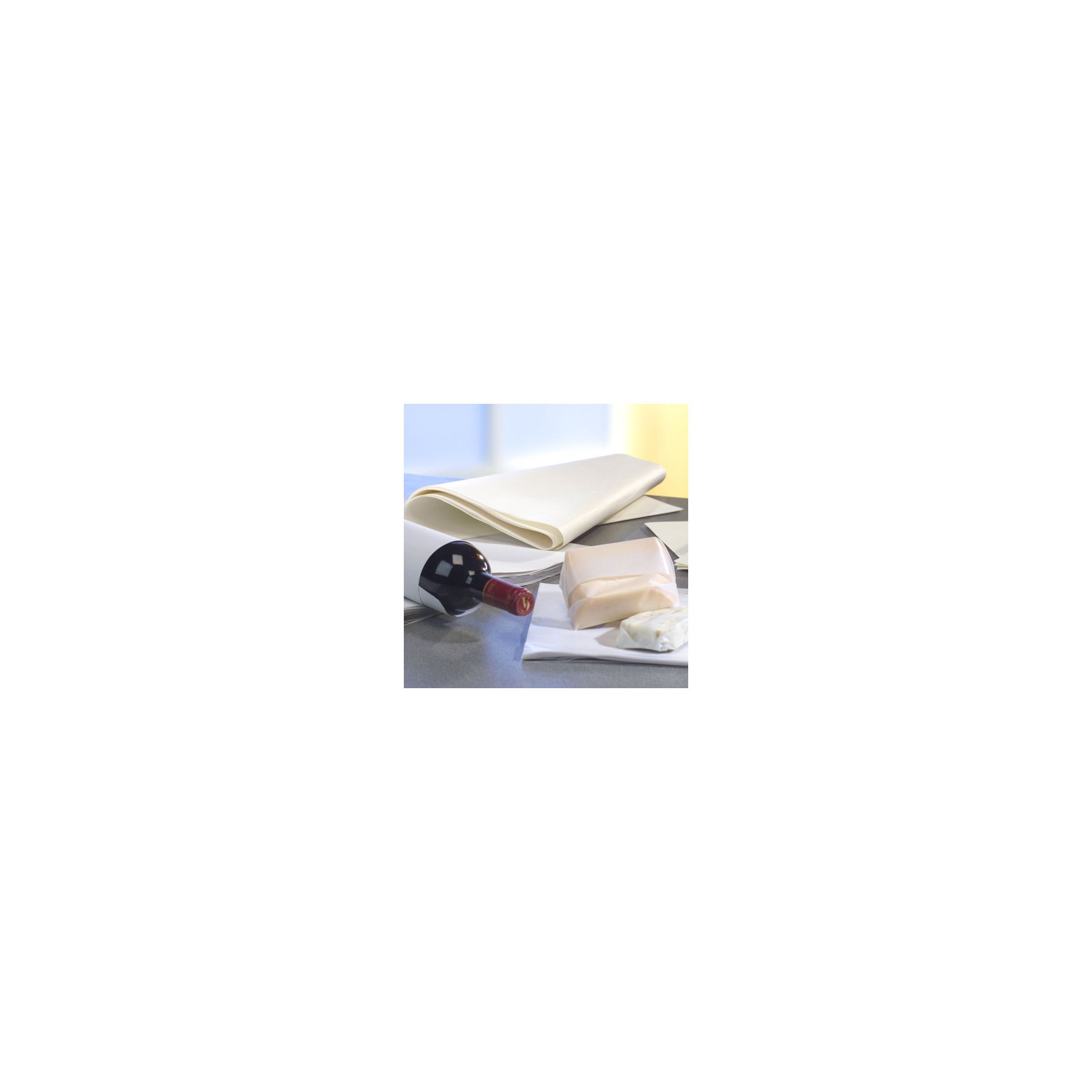 kg Einschlagpapiere, Cellulose 570 m x 50 cm weiss Secare-Rolle Pergament-Ersatz, 1/8 Bogen "pure" 37,5 cm x 25 cm weiss à 12,5 kg, fettdicht