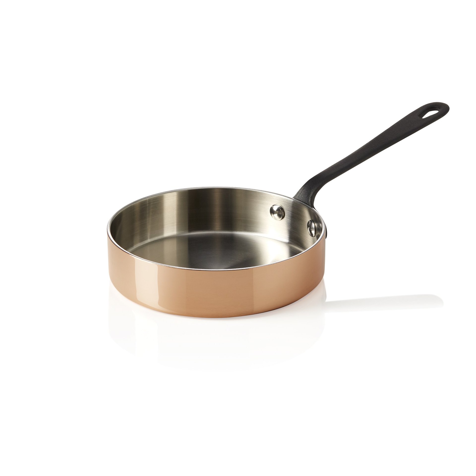 Mini Servierpfanne MINI COPPER 3PLY, mit schwarzem Griff, Ø 12 cm, 250 ml, Kupfer/Aluminium