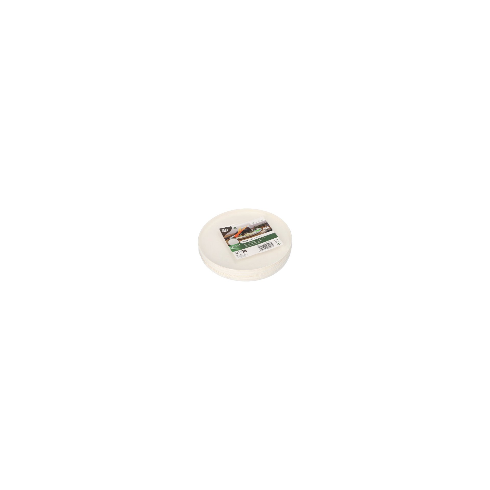Teller Zuckerrohr "pure" rund Ø 16 cm · 1 cm weiss "Cella"
