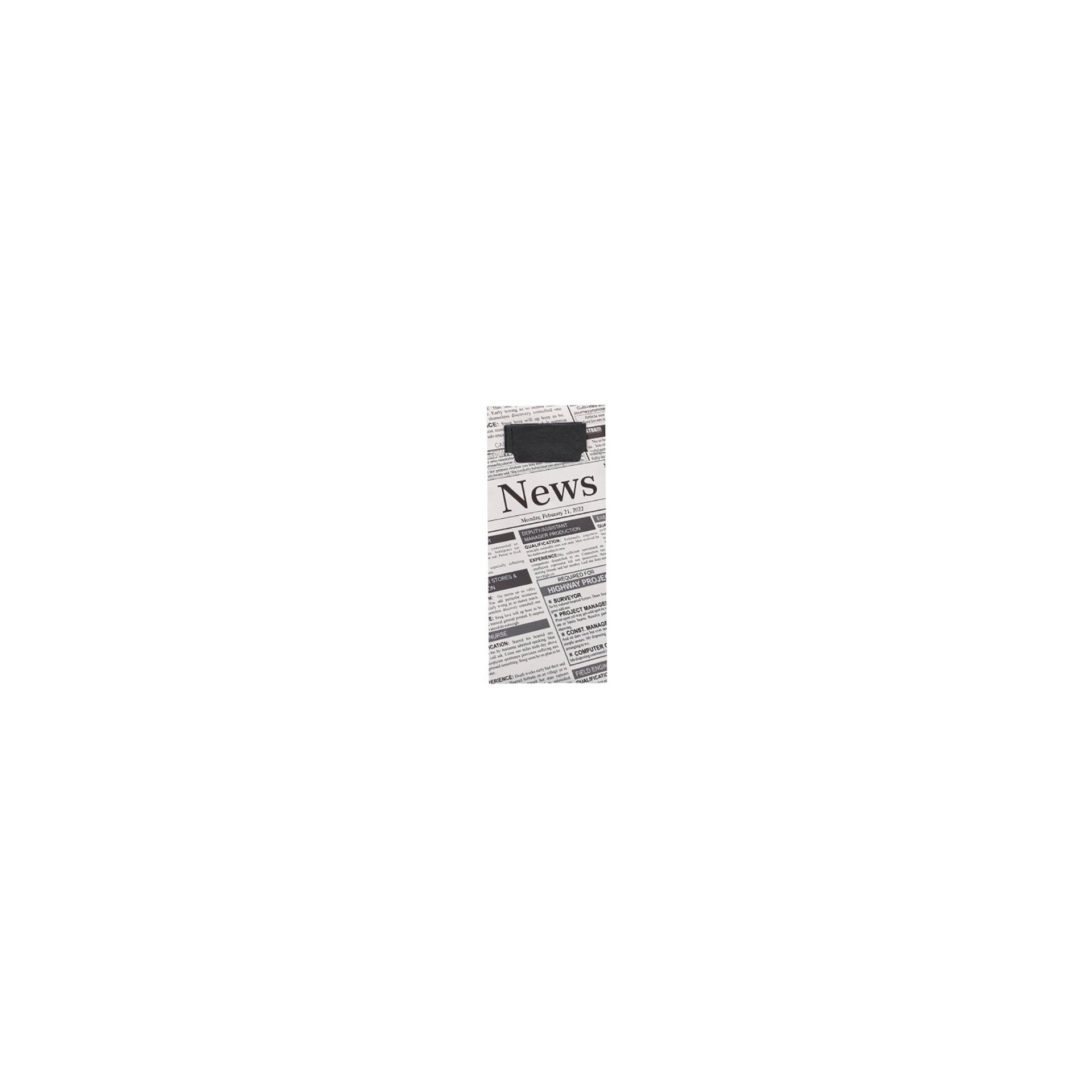 Bestecktaschen 20 cm x 8,5 cm schwarz/weiss "Newsprint" inkl. schwarzer Serviette Bestecktaschen 20 cm x 8,5 cm schwarz/weiss "Newsprint" inkl. schwarzer Serviette