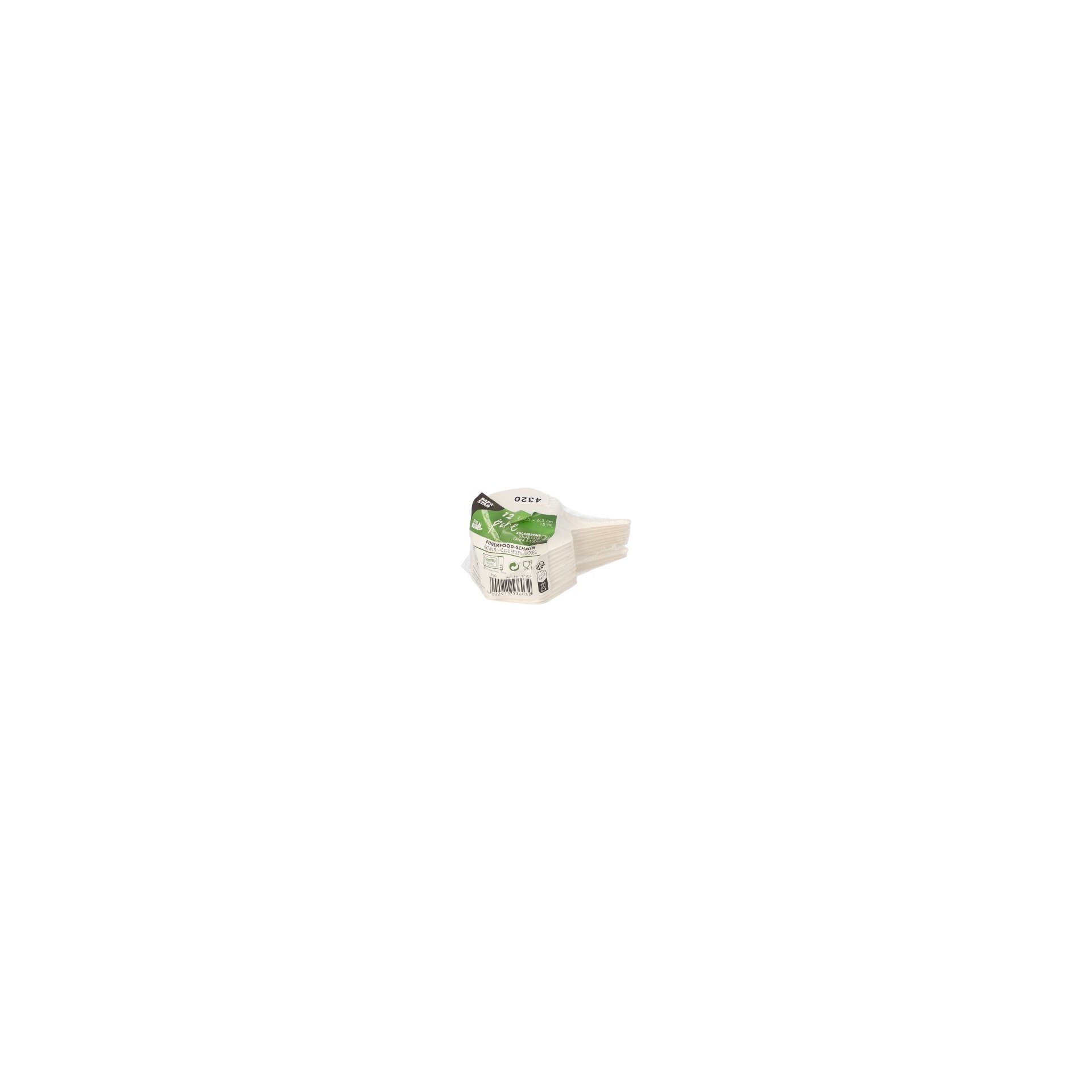 Fingerfood - Schalen Zuckerrohr "pure" 15 ml 1,5 cm x 9,5 cm x 6,3 cm weiss "Hexagon"