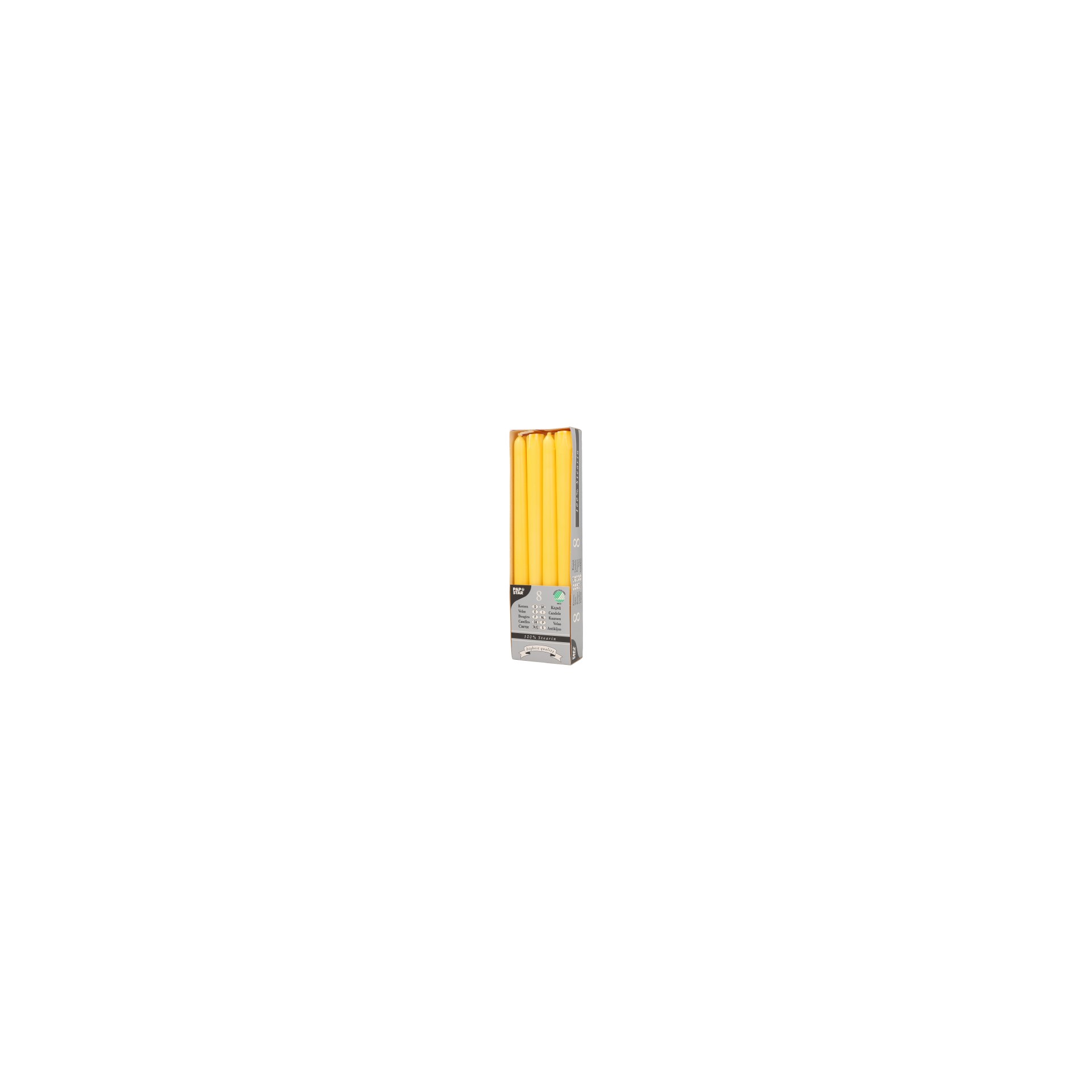Leuchterkerzen Ø 2,2 cm · 25 cm gelb aus 100 % Stearin