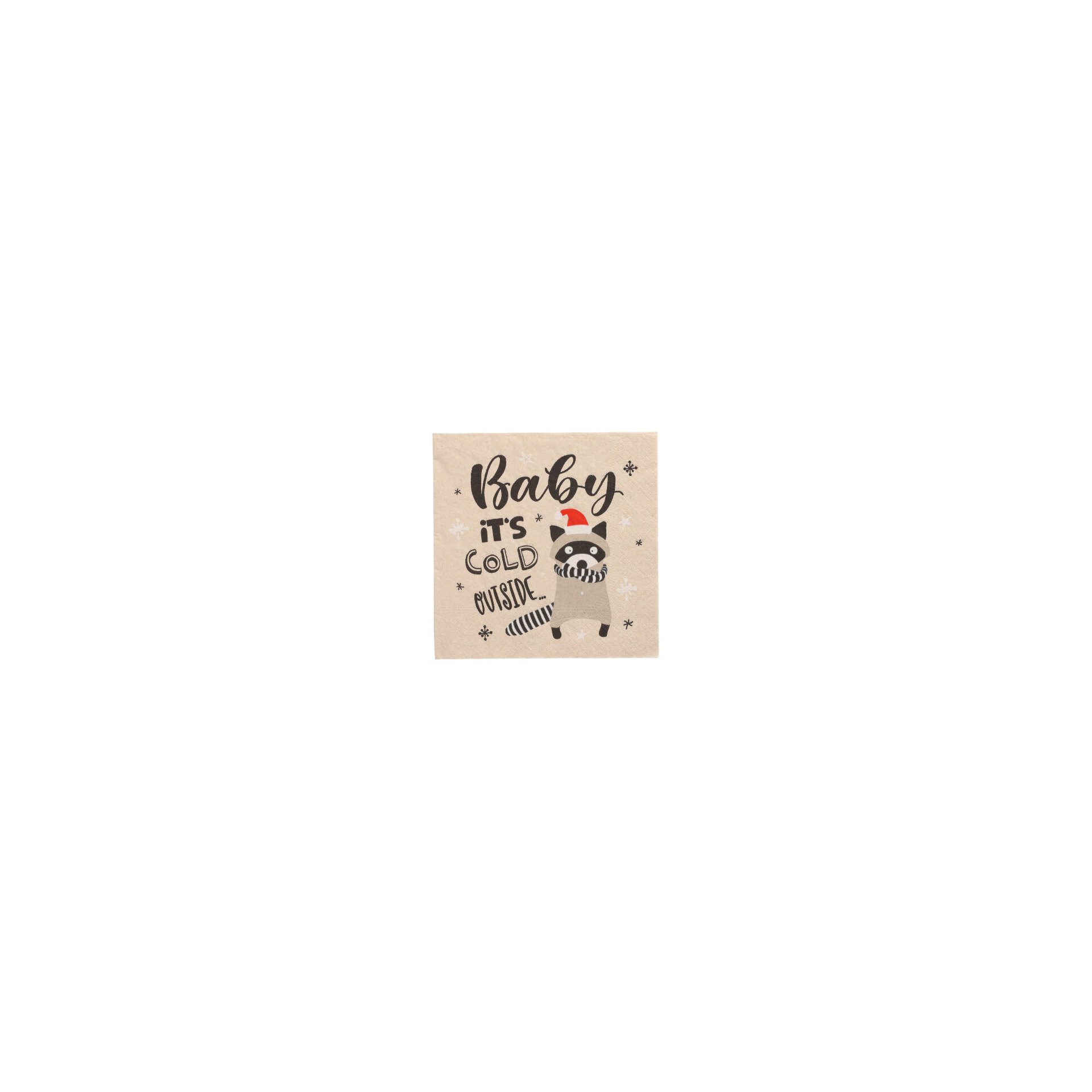 Servietten, 3-lagig 1/4-Falz 33 cm x 33 cm natur "It´s cold outside" aus recyceltem Papier