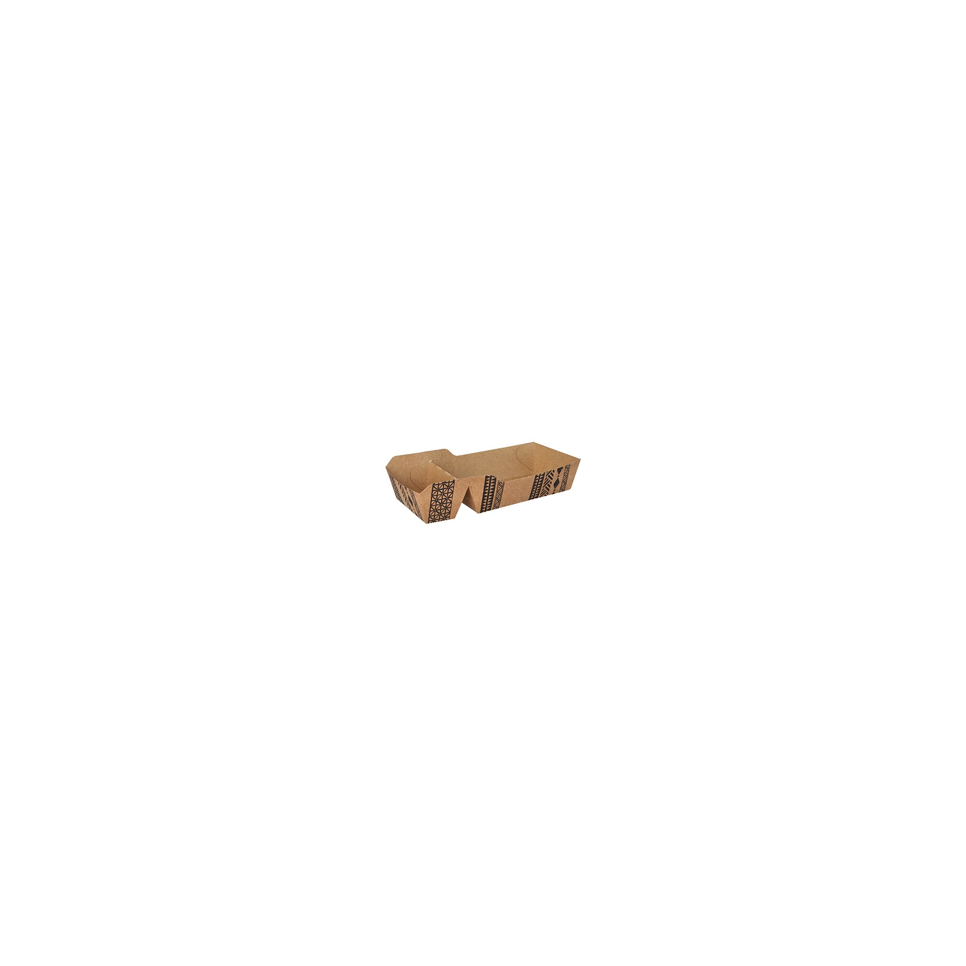Pommes-Frites-Trays, Pappe 2-geteilt 3,5 cm x 7 cm x 16,2 cm braun "Maori" mittel