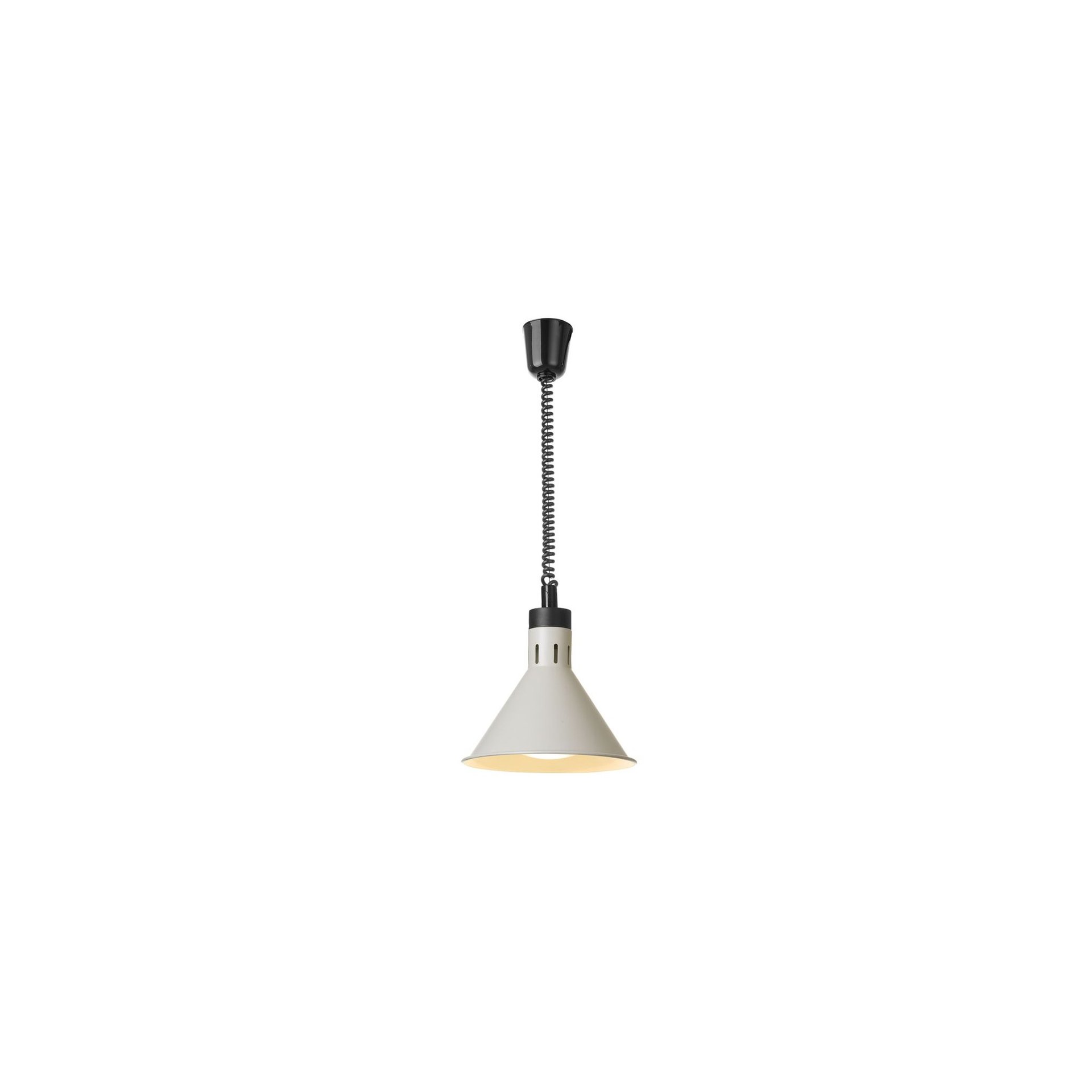 Höhenverstellbare Wärmelampe konisch, Weiß, 230V/250W, ⌀275x(H)250mm Höhenverstellbare Wärmelampe konisch, Weiß, 230V/250W, ⌀275x(H)250mm