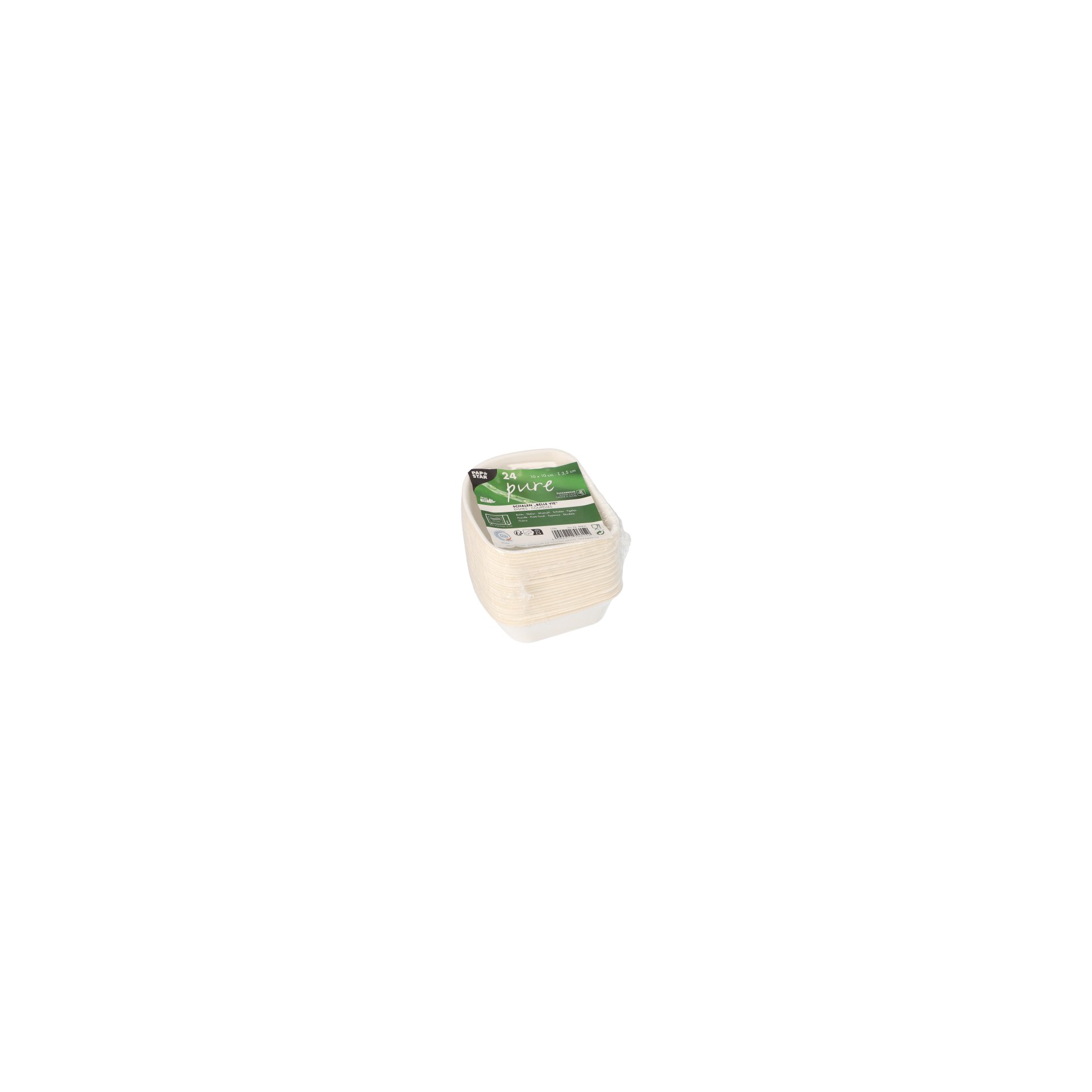 Schalen, Zuckerrohr "pure" 3,5 cm x 10 cm x 10 cm weiss "Belle Vie, Ligne Carrée"