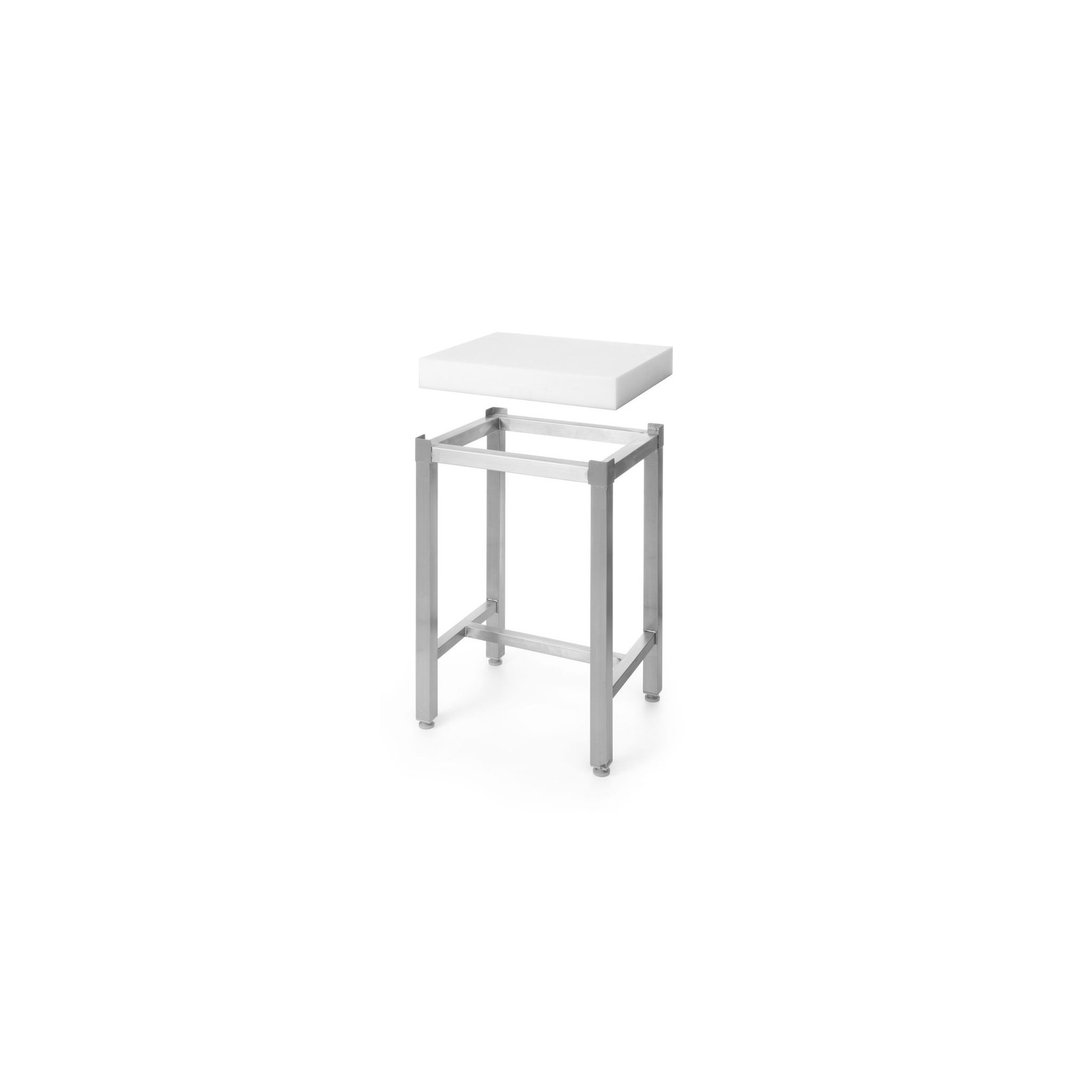 Sockel für Hackblock, Untergestell, 500x400x(H)750mm Hackblock aus Polyethylen mit Untergestell, 505656 + 505670, Weiß, 500x400x(H)800mm