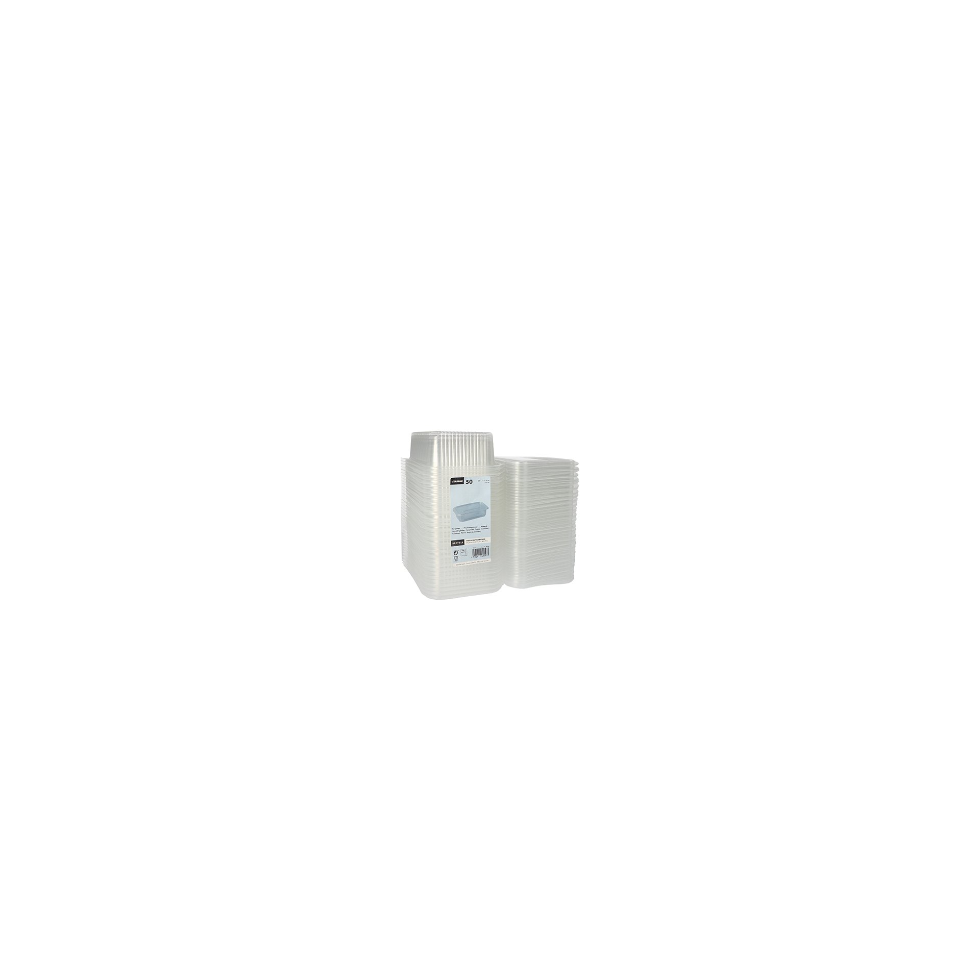 Verpackungsbecher mit Klappdeckeln, PP rechteckig 750 ml 5,3 cm x 13 cm x 19 cm transparent