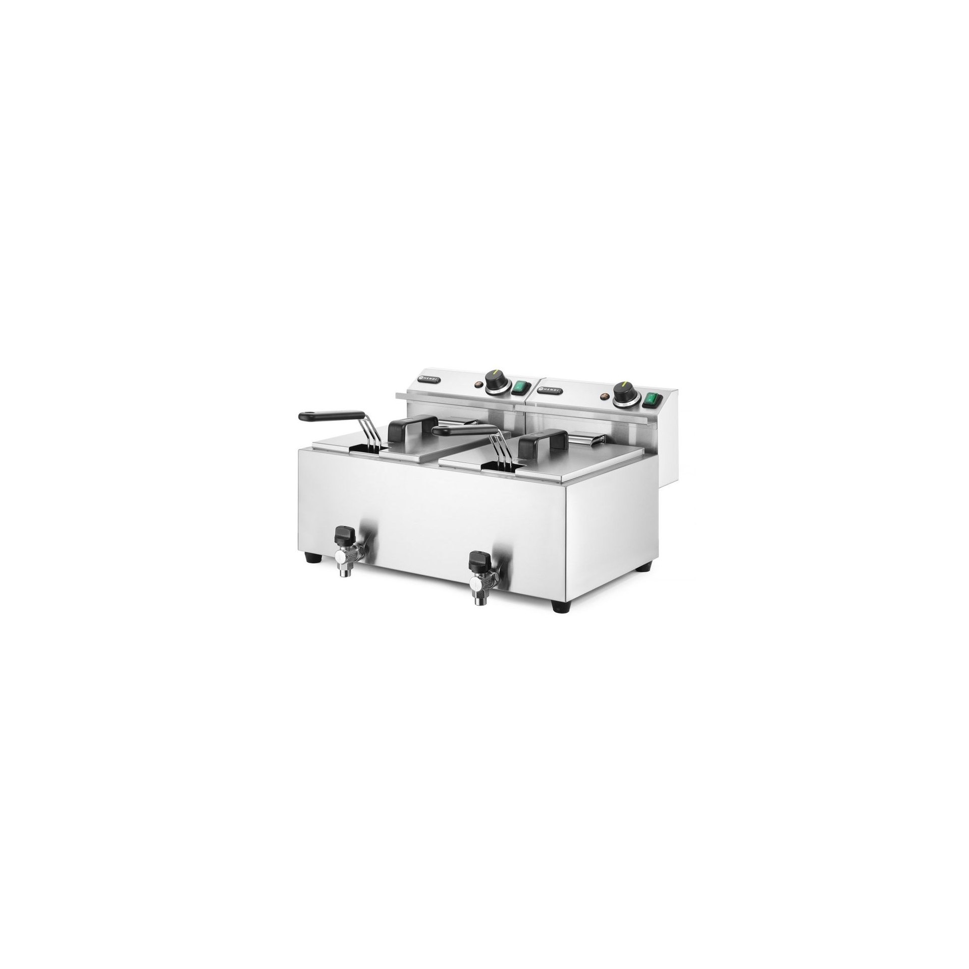 Fritteuse Profi Line mit Ablasshahn, 2×8 l, Profi Line, 16L, 230V/7000W, 610x515x(H)369mm Fritteuse Profi Line mit Ablasshahn, 2×8 l, Profi Line, 16L, 230V/7000W, 610x515x(H)369mm