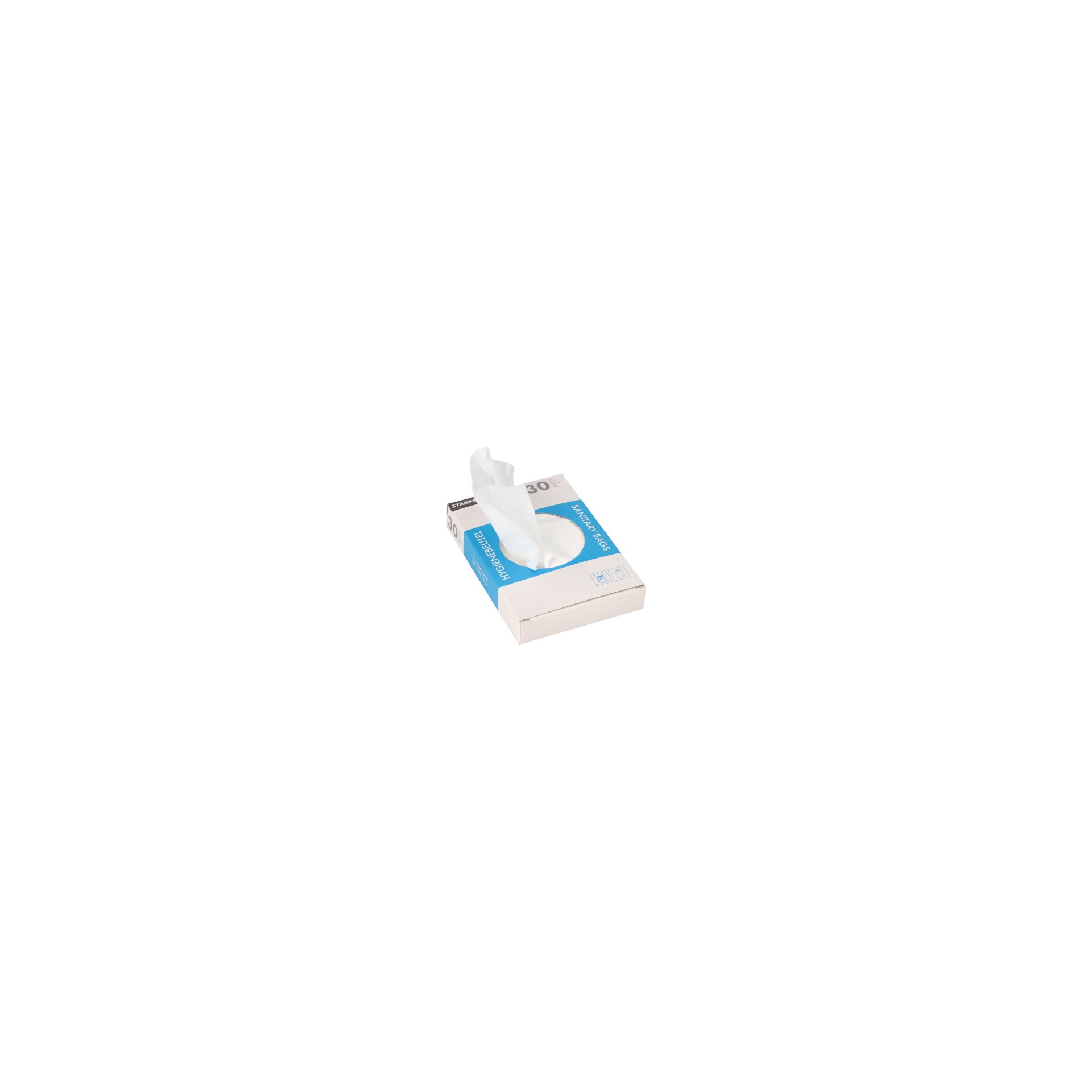 Hygienebeutel 28,5 cm x 8 cm x 7 cm weiss im Spenderkarton