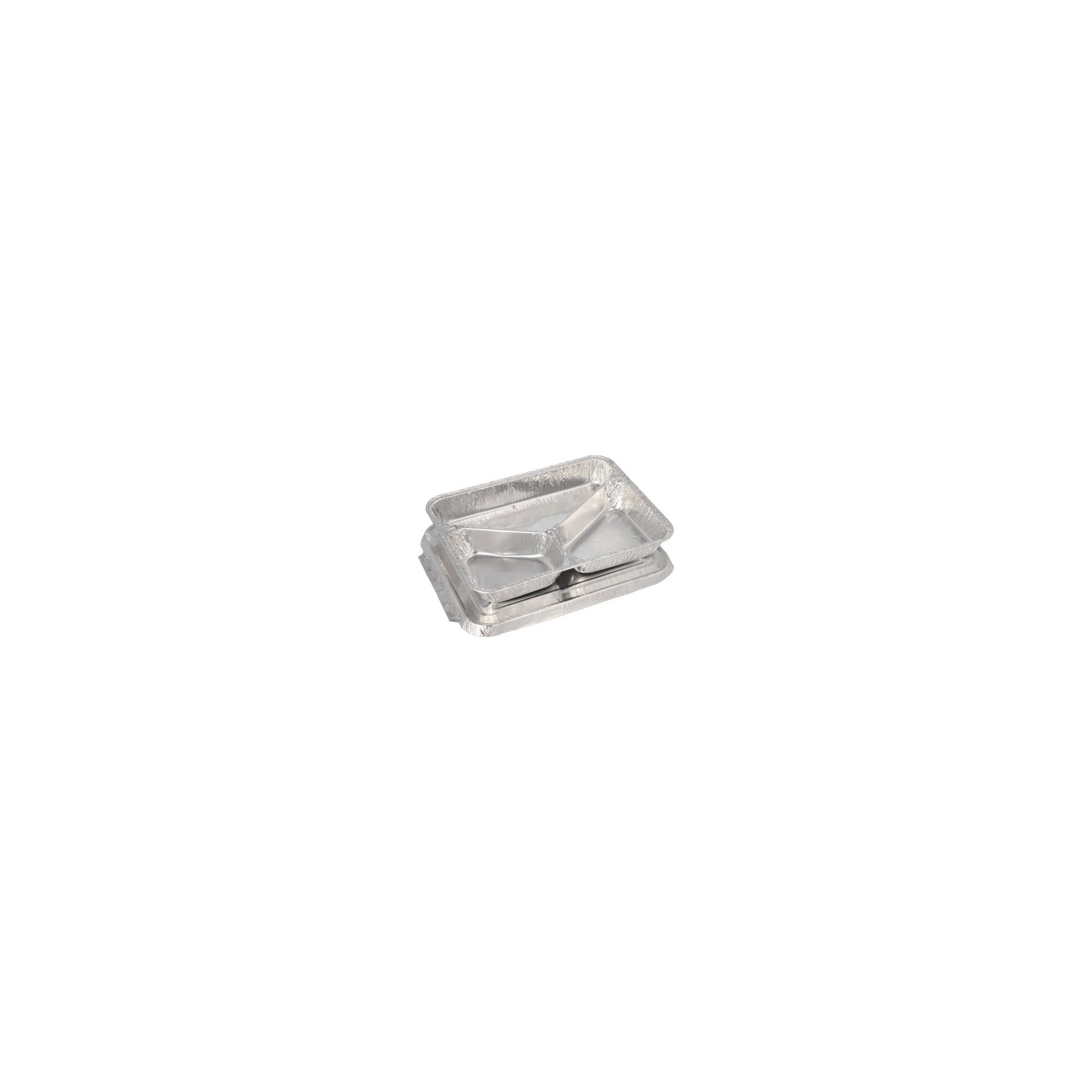 Menüschalen + Deckel, Alu 3-geteilt 0,76 l 3 cm x 17,7 cm x 22,5 cm