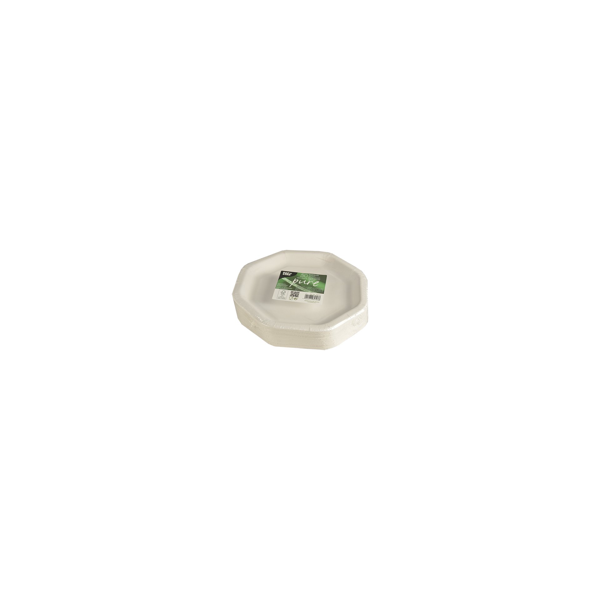 Teller, Pappe "pure" 8-eckig 23,5 cm x 23,5 cm weiss