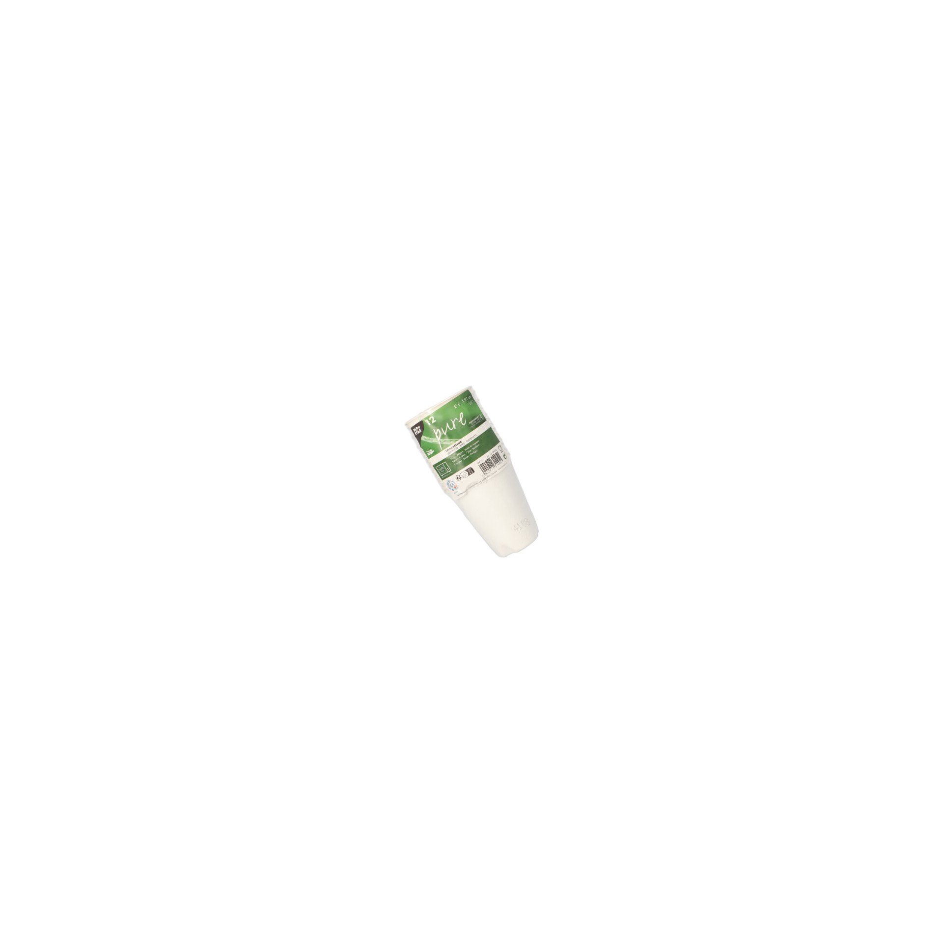 Trinkbecher, Zuckerrohr "pure" 0,2 l Ø 8 cm · 9,1 cm weiss für Heißgetränke Trinkbecher, Zuckerrohr "pure" 0,2 l Ø 8 cm · 9,1 cm weiss für Heißgetränke
