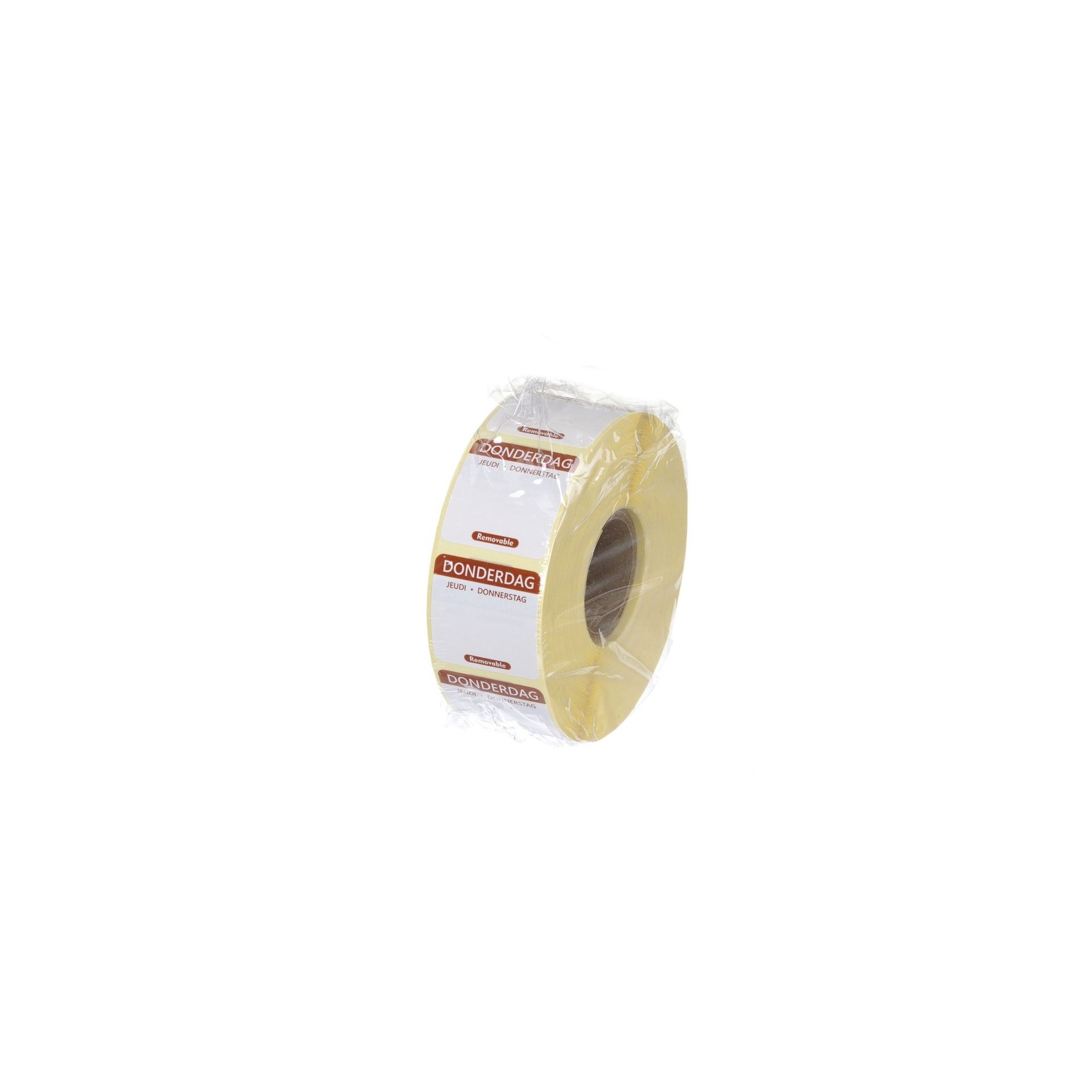 Täglich anwendbare Lebensmittelsicherheitsetiketten, mehrfach verwendbar, leicht entfernbar , Donnerstag, Braun, 1000 Stk., 25x25mm