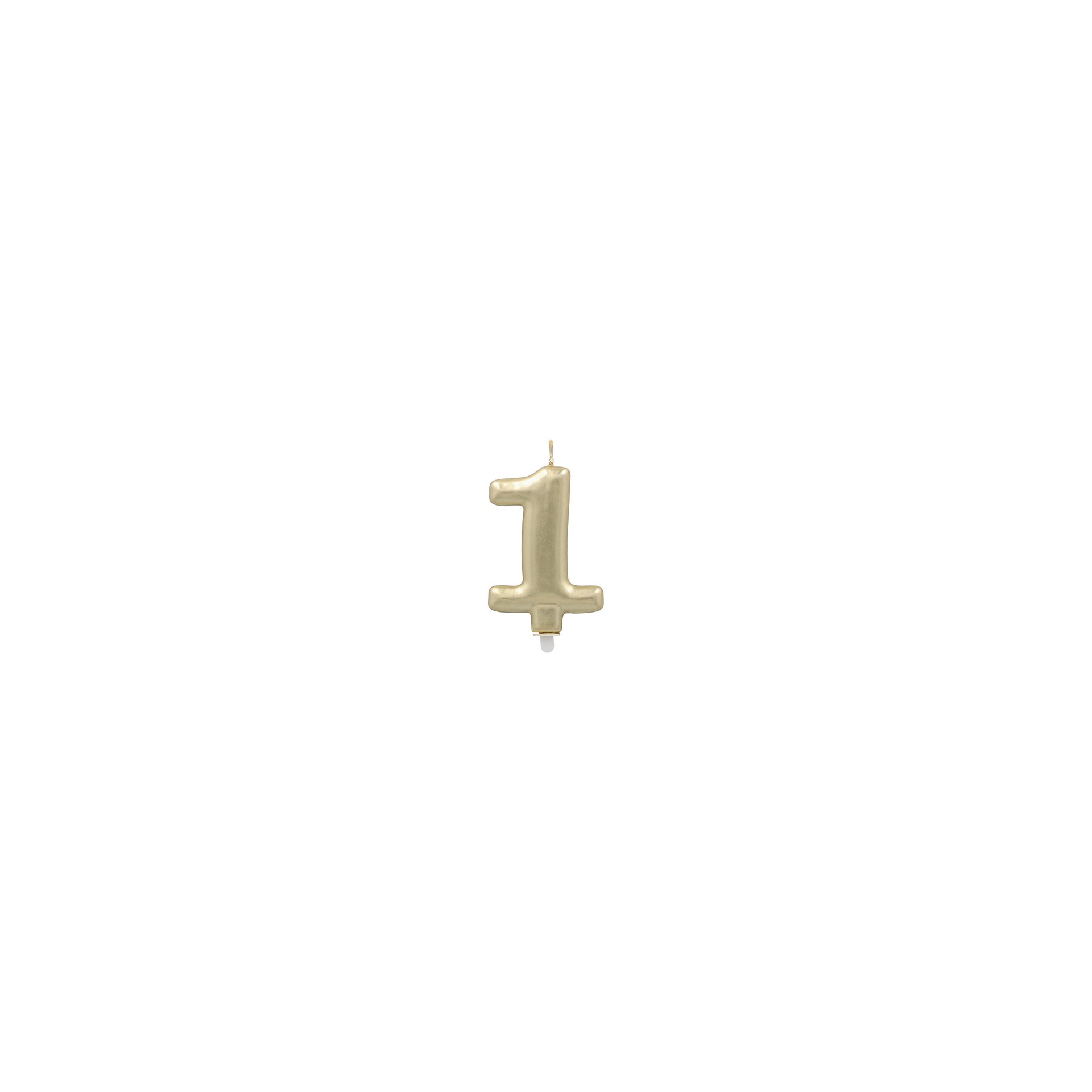 Zahlenkerze mit Halter 7 cm gold "1" Zahlenkerze mit Halter 7 cm gold "1"