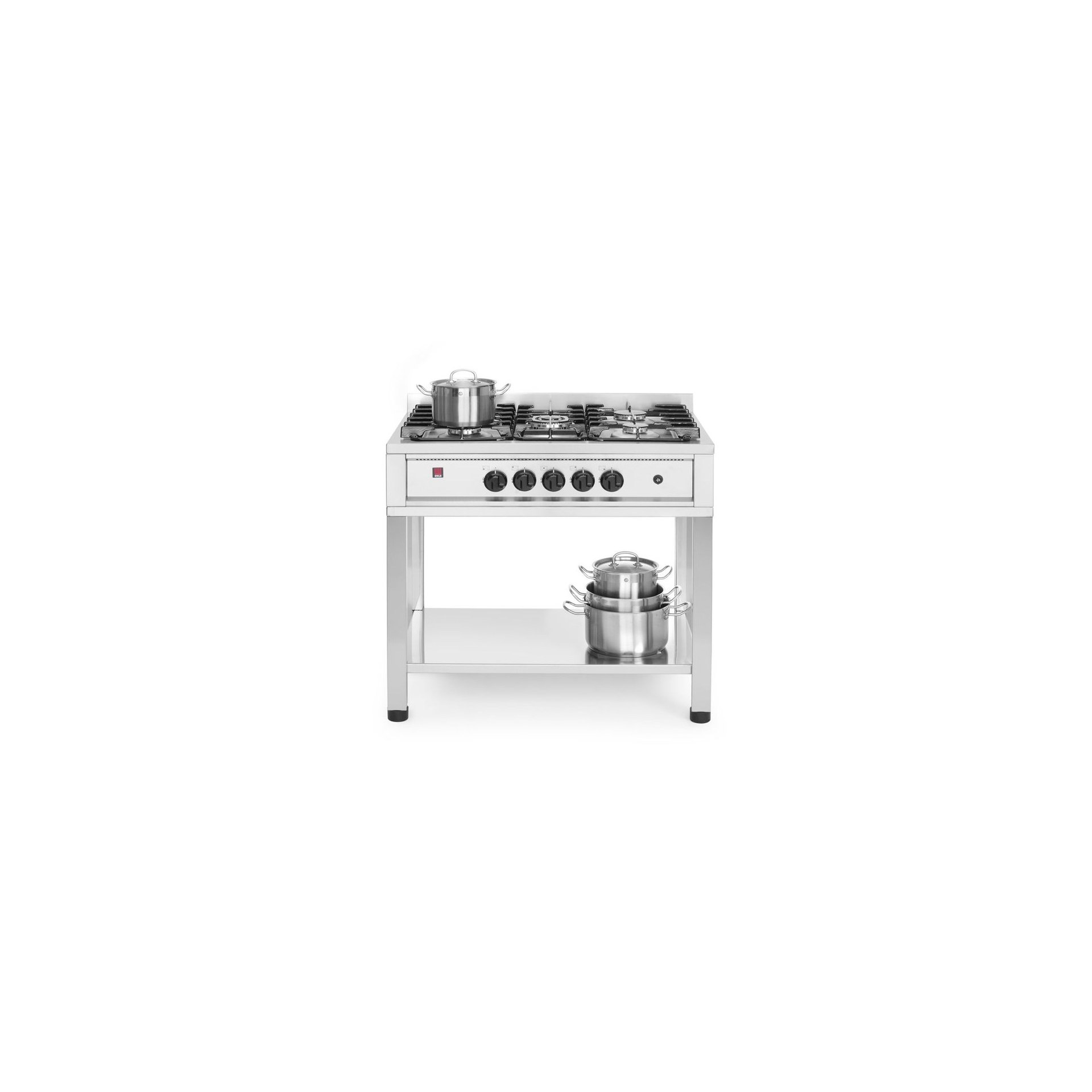 Gasherd - 5 Kochfelder, offener Unterbau, Kitchen Line, 14,3kW, 900x640x(H)910mm