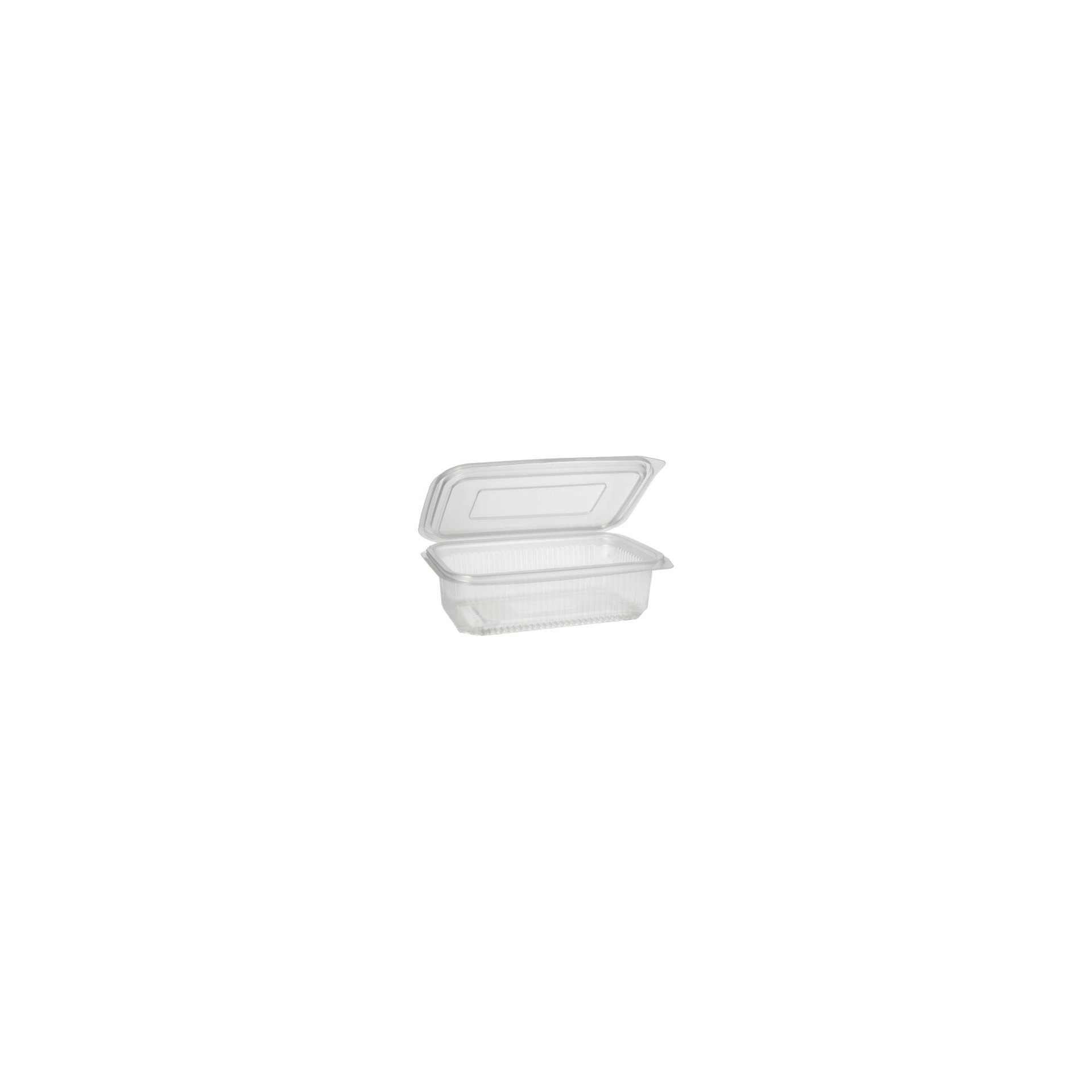 Verpackungsbecher mit Klappdeckeln, PP rechteckig 750 ml 5,3 cm x 13 cm x 19 cm transparent