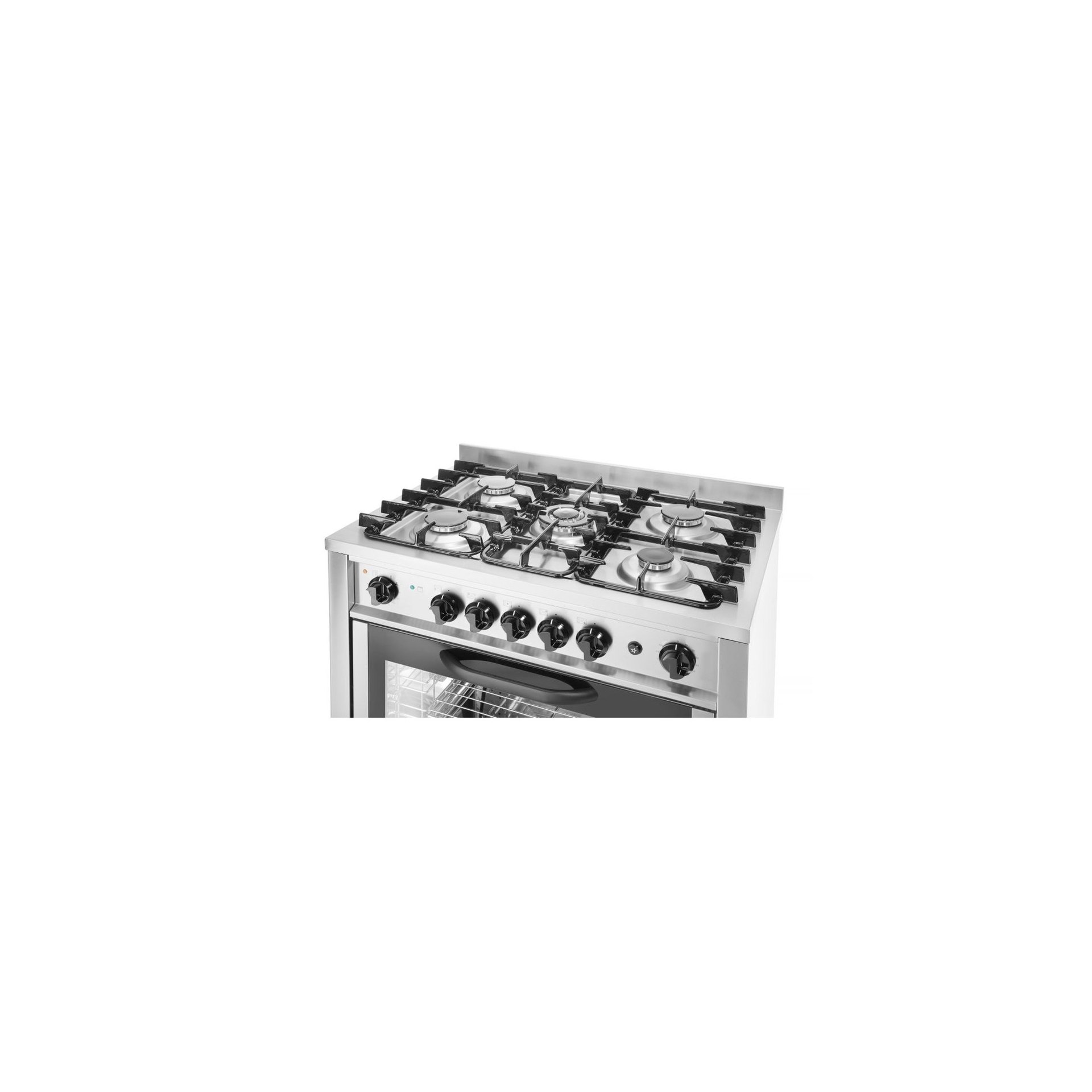Gasherd - 5 Kochfelder mit Elektroofen, Kitchen Line, Silber, 230V/2900W, 14,3kW, 900x653x(H)900mm Gasherd - 5 Kochfelder mit Elektroofen, Kitchen Line, Silber, 230V/2900W, 14,3kW, 900x653x(H)900mm