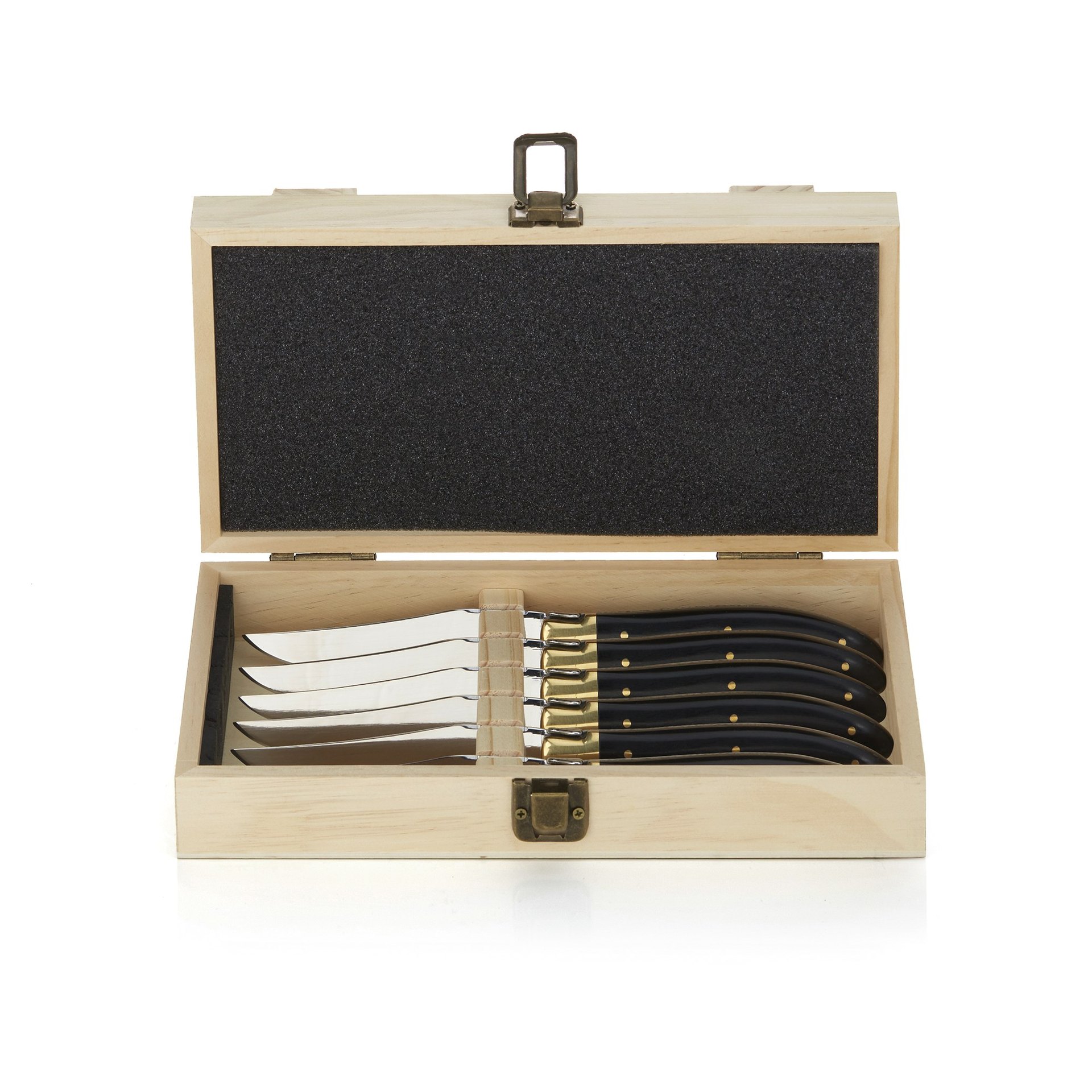 Steakmesserbox CARLOS, mit 6 Messern, 23 cm, Kiefernholz Steakmesserbox CARLOS, mit 6 Messern, 23 cm, Kiefernholz