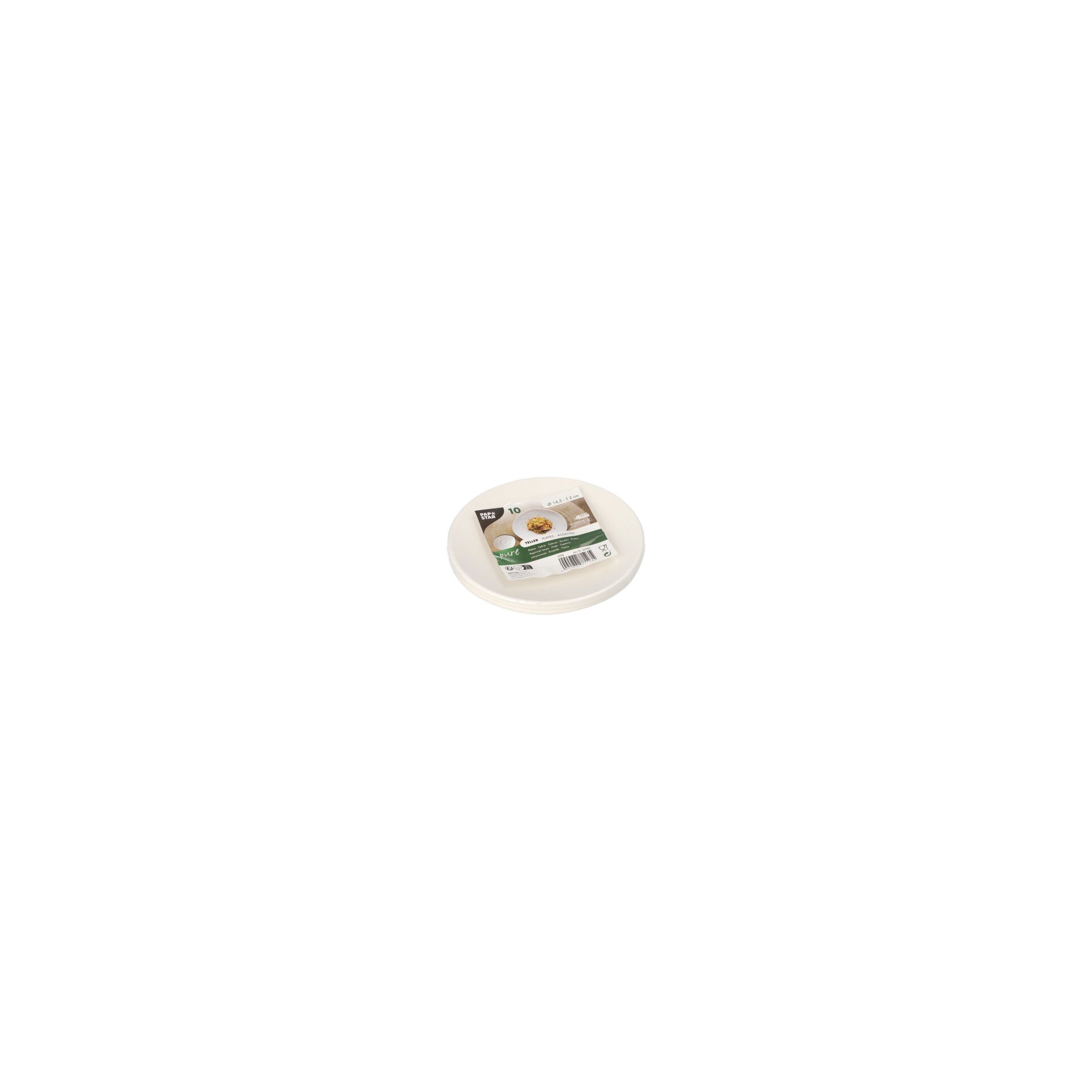 Teller Zuckerrohr "pure" rund Ø 14,5 cm · 2 cm weiss "Cella"