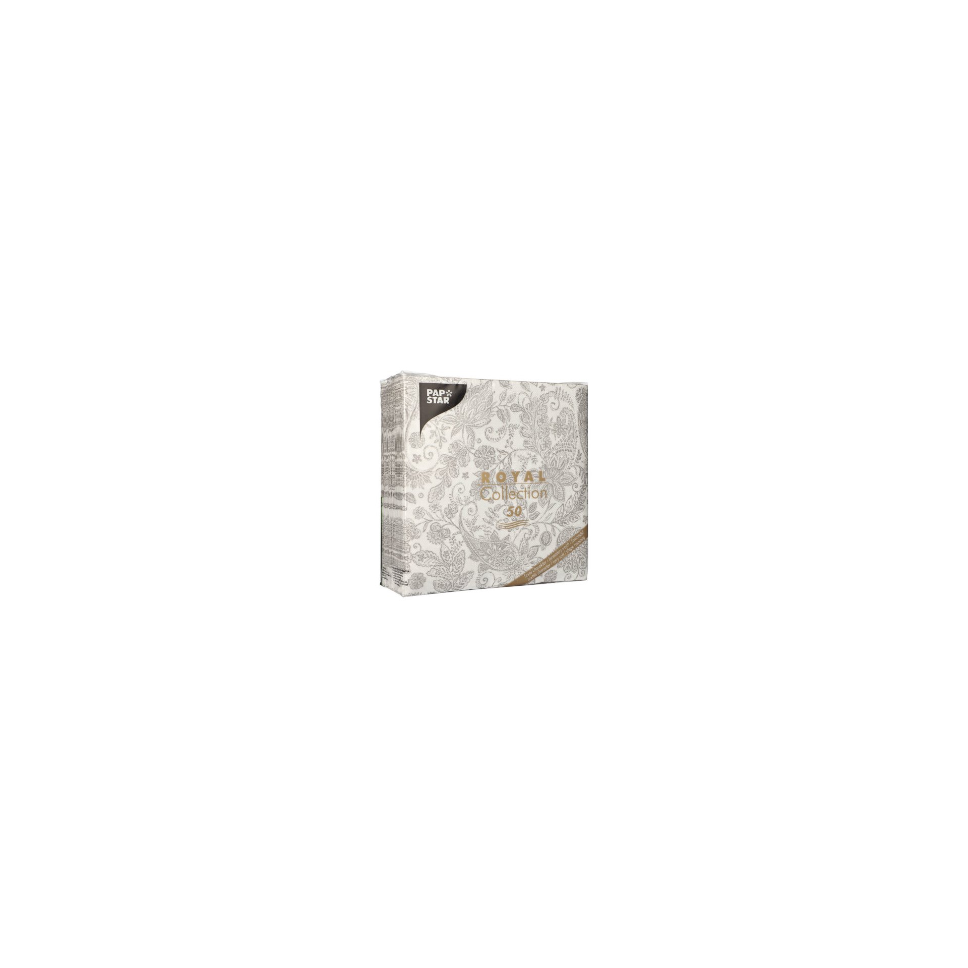 Servietten "ROYAL Collection" 1/4-Falz 40 cm x 40 cm grau "Paisley"