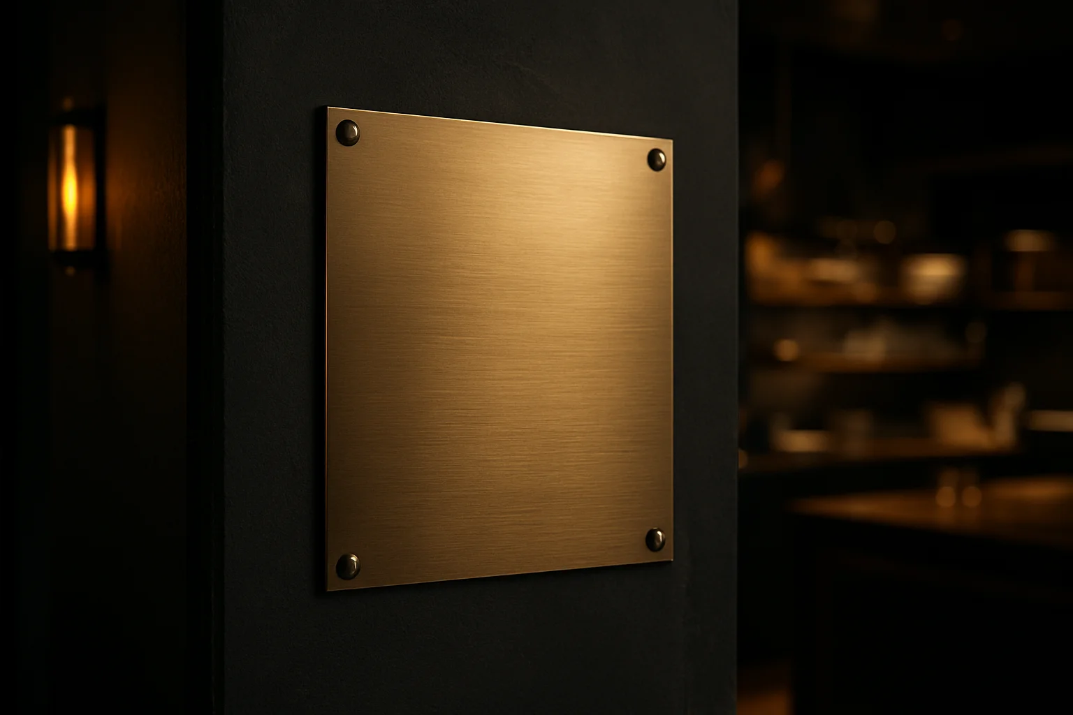 Fest montiertes Schild an Wand in Hotelflur, professionelle Beschilderung