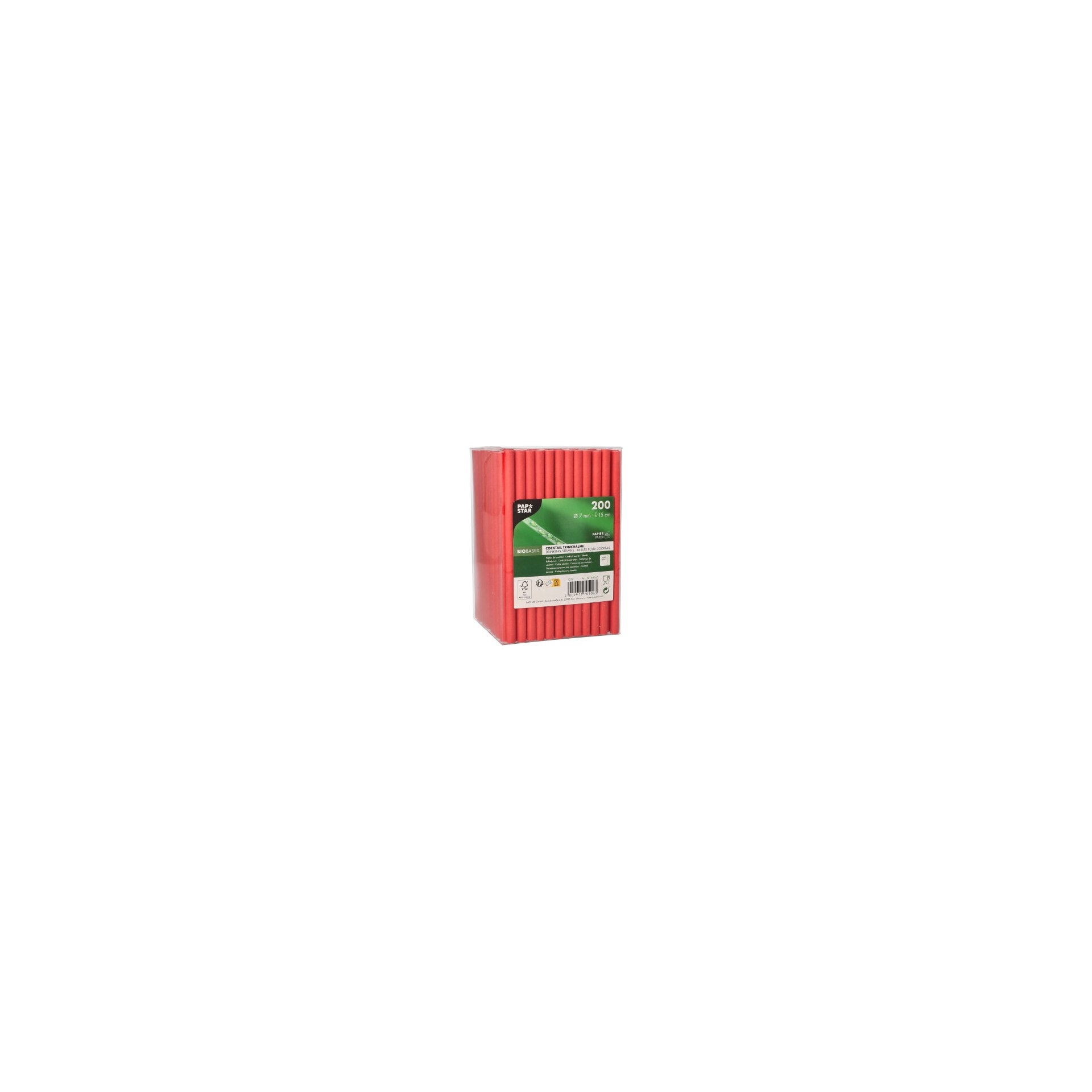 Cocktail Trinkhalme, Papier Ø 7 mm · 15 cm rot Cocktail Trinkhalme, Papier Ø 7 mm · 15 cm rot