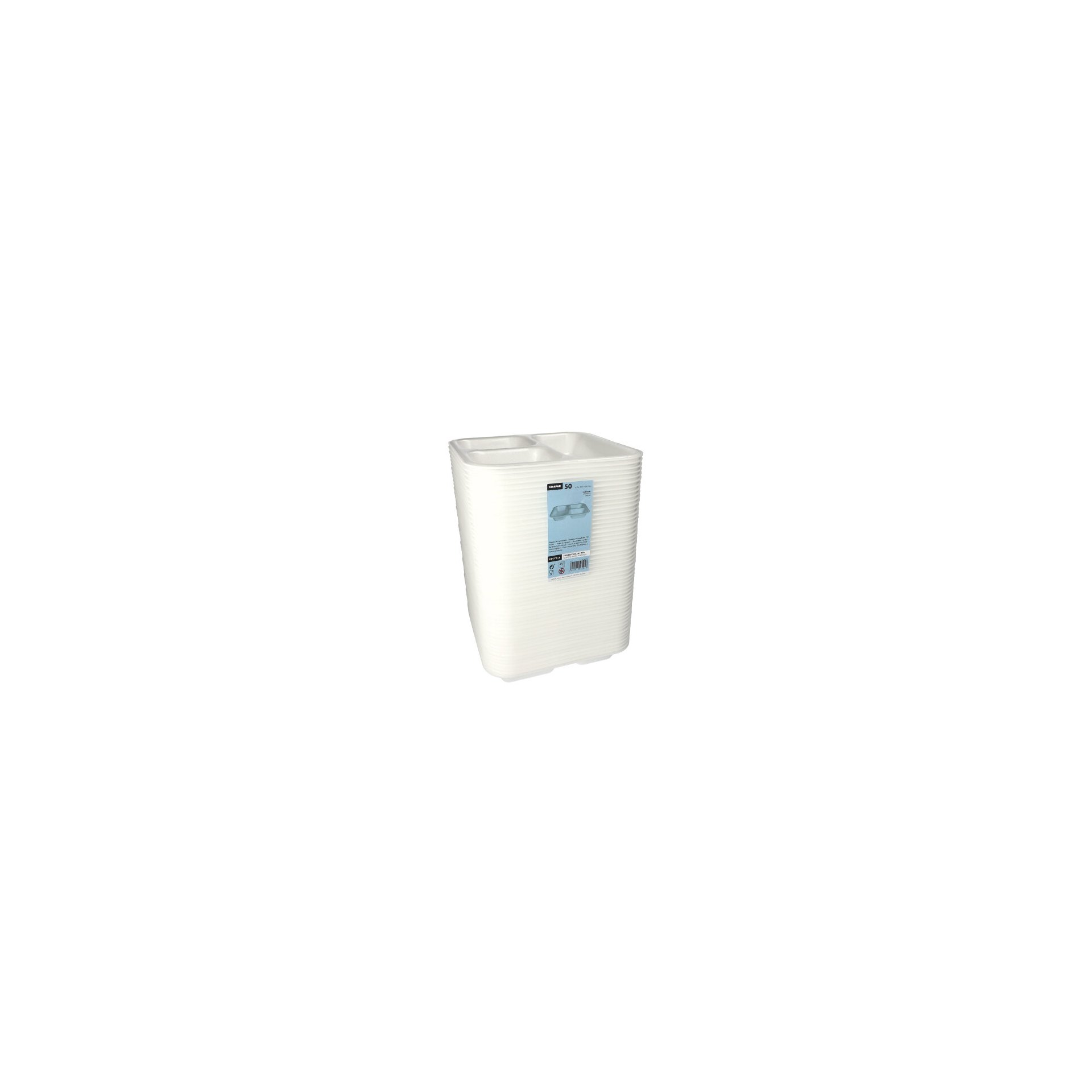 Siegelschalen, XPS 3-geteilt 1350 ml 4,2 cm x 24,5 cm x 26,5 cm weiss laminiert