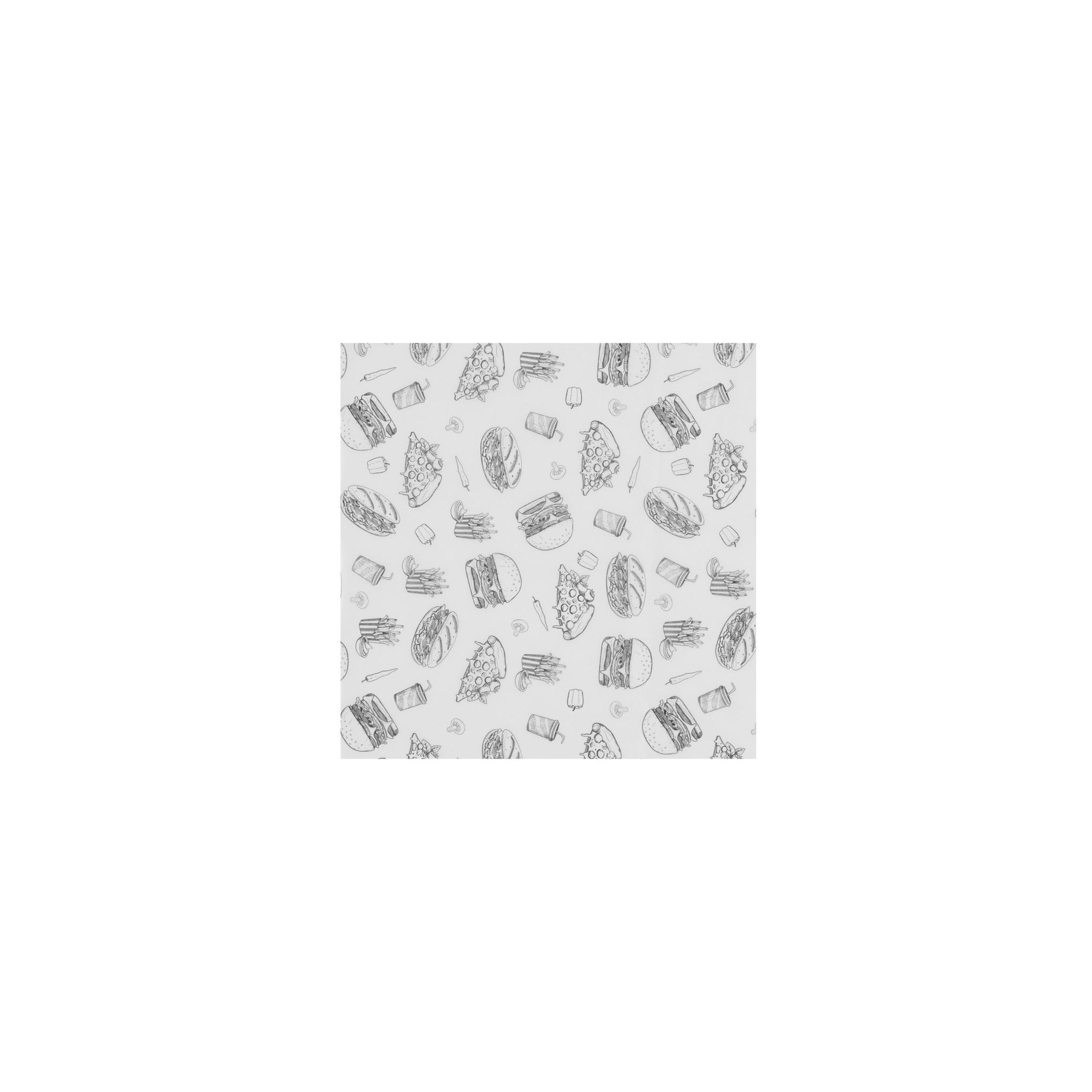 Einschlagpapier, fettdicht, Fastfood-Muster, 500 Stk., 305x305mm Einschlagpapier, fettdicht, Fastfood-Muster, 500 Stk., 305x305mm