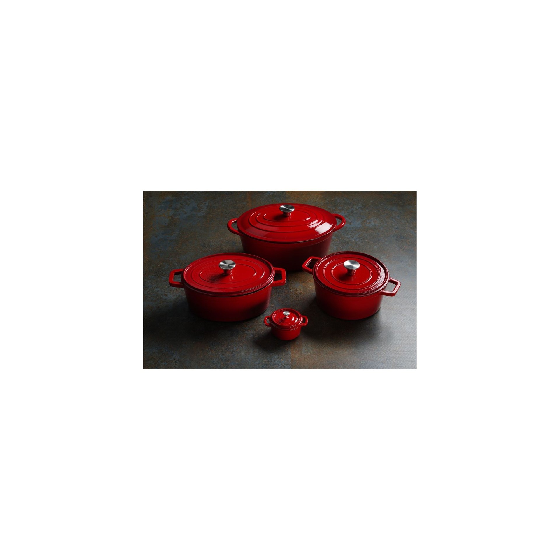 Emaillierter Gusseisentopf, 3,7L, Rot, 317x240x(H)105mm