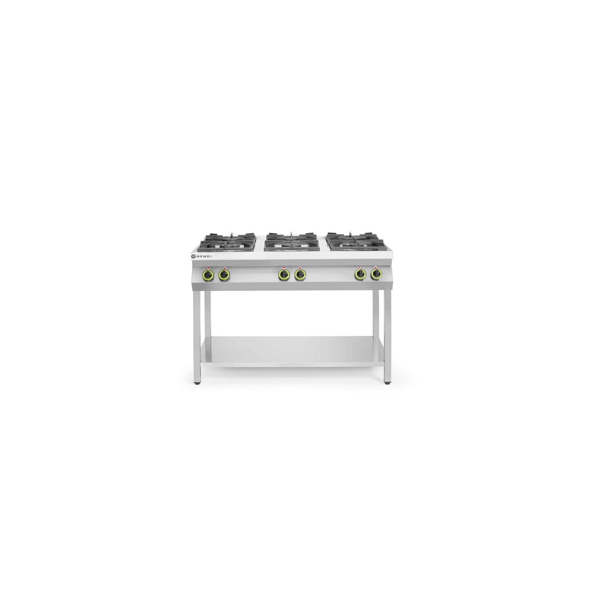 Gasherd - 6 Kochfelder, offener Unterbau, Kitchen Line, 28,5kW, 1200x700x(H)900mm